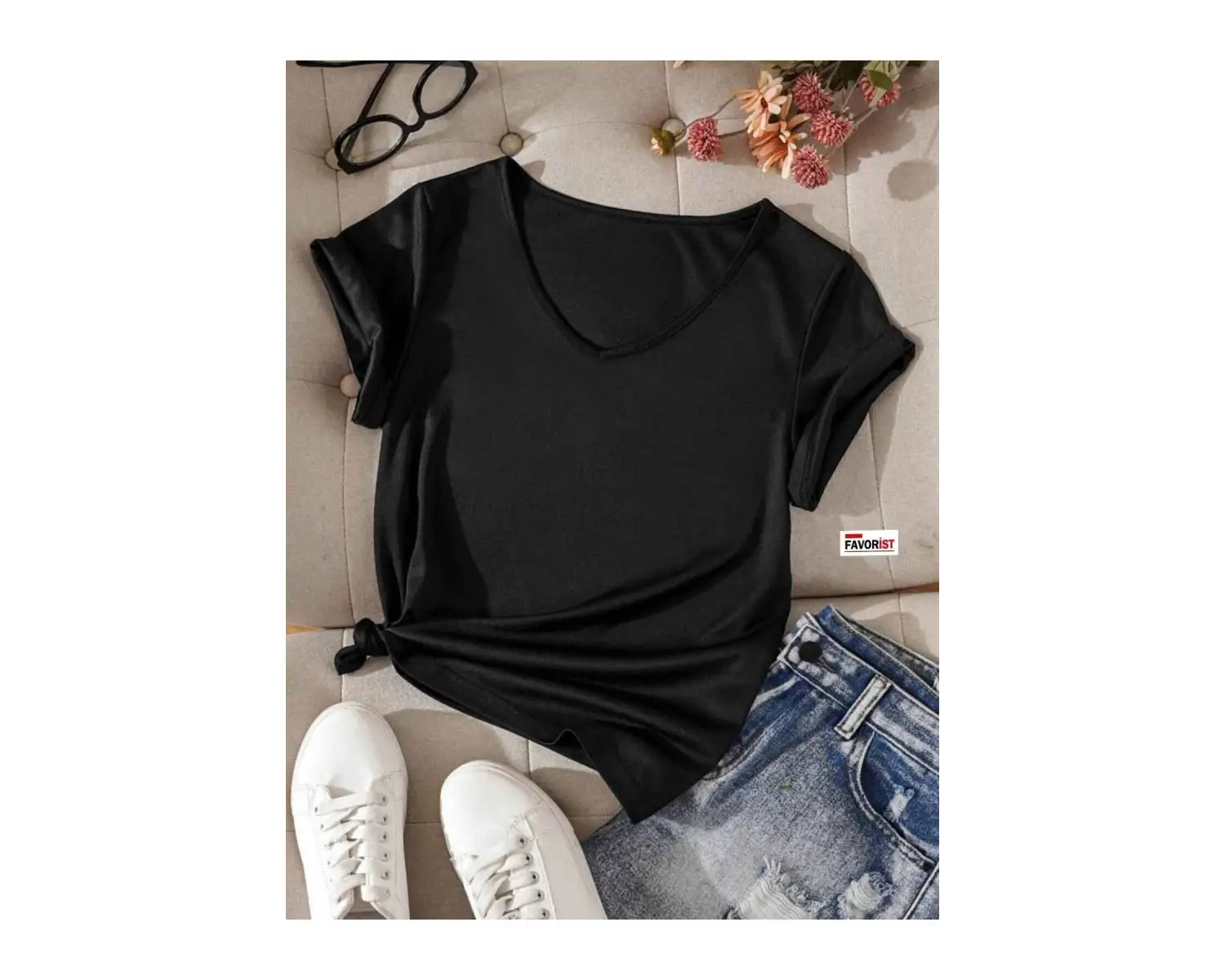 V Yaka (düz Desensiz) Basic Giy Çık Pamuklu