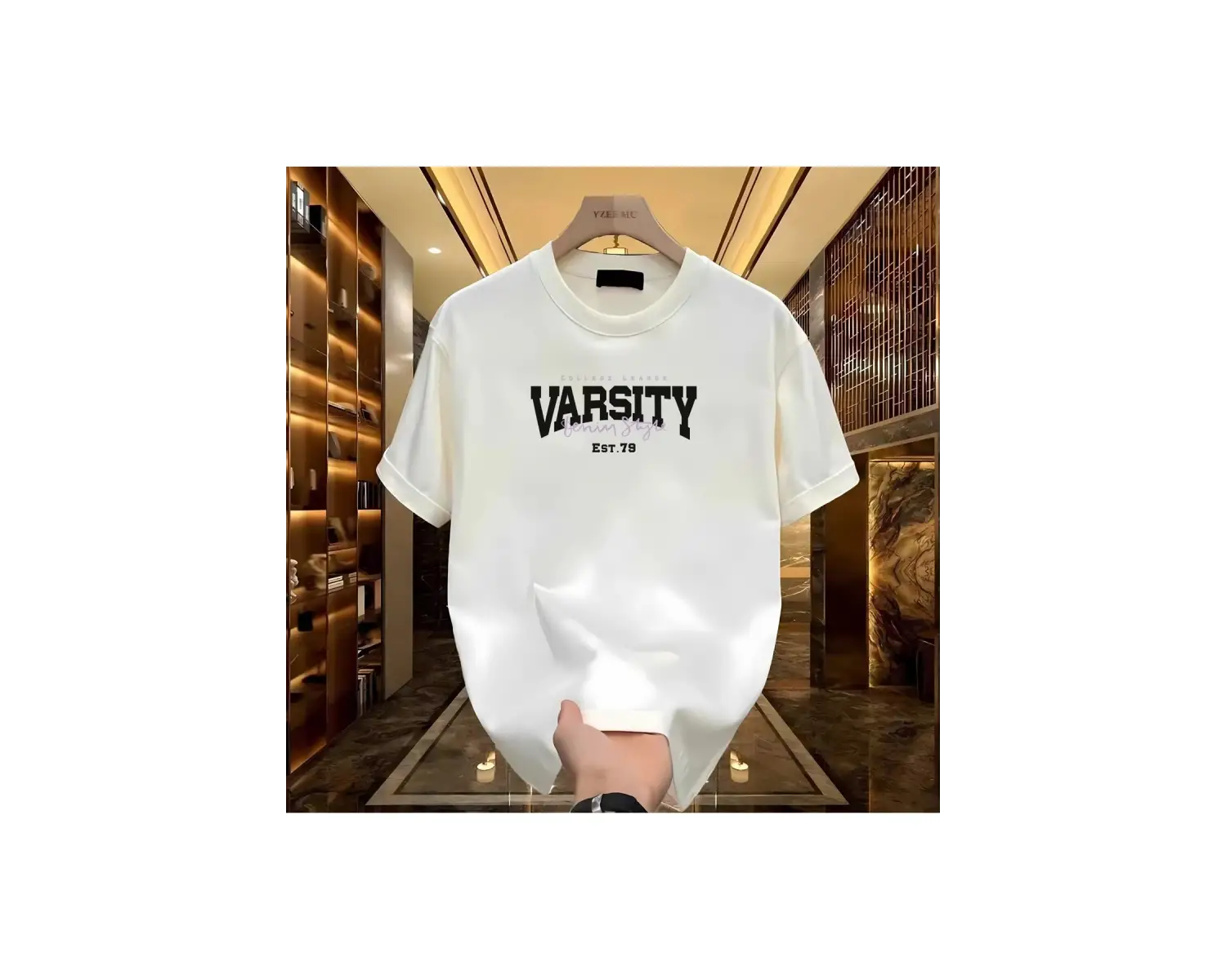 Varsity Baskılı Beyaz Erkek