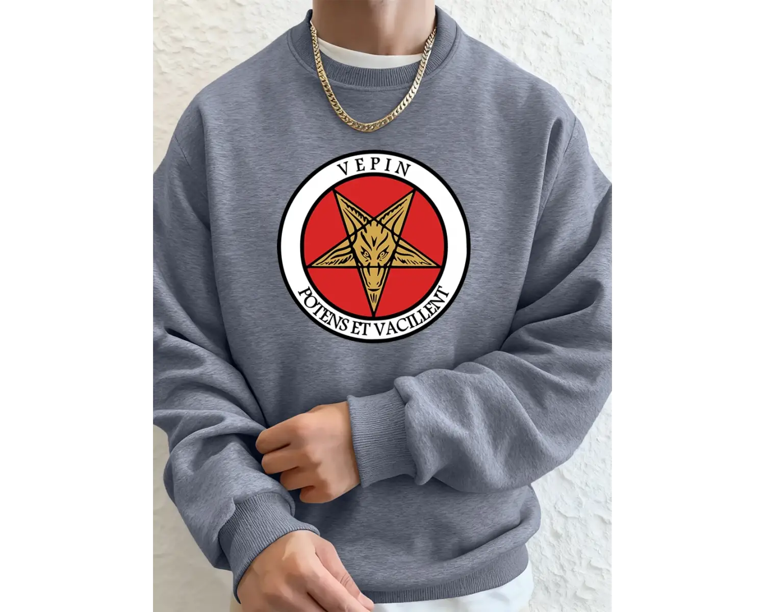 Vepin Potens Et Vacillent Baskılı Erkek Kazak Kış Bisiklet Yaka Kapüşonlular Sokak Polar Sıca