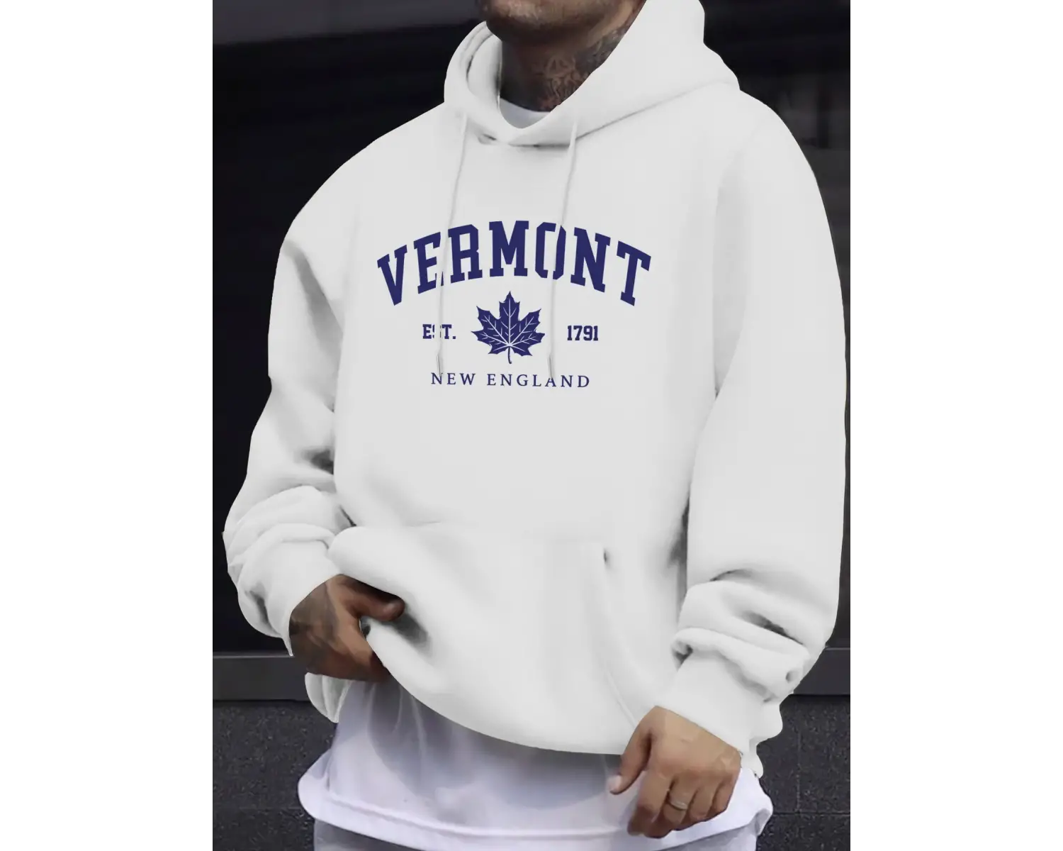 Vermont New England Est 1791 Pattern ManS Tops Autumn Casual Pullovers Street Warm Sweatshir