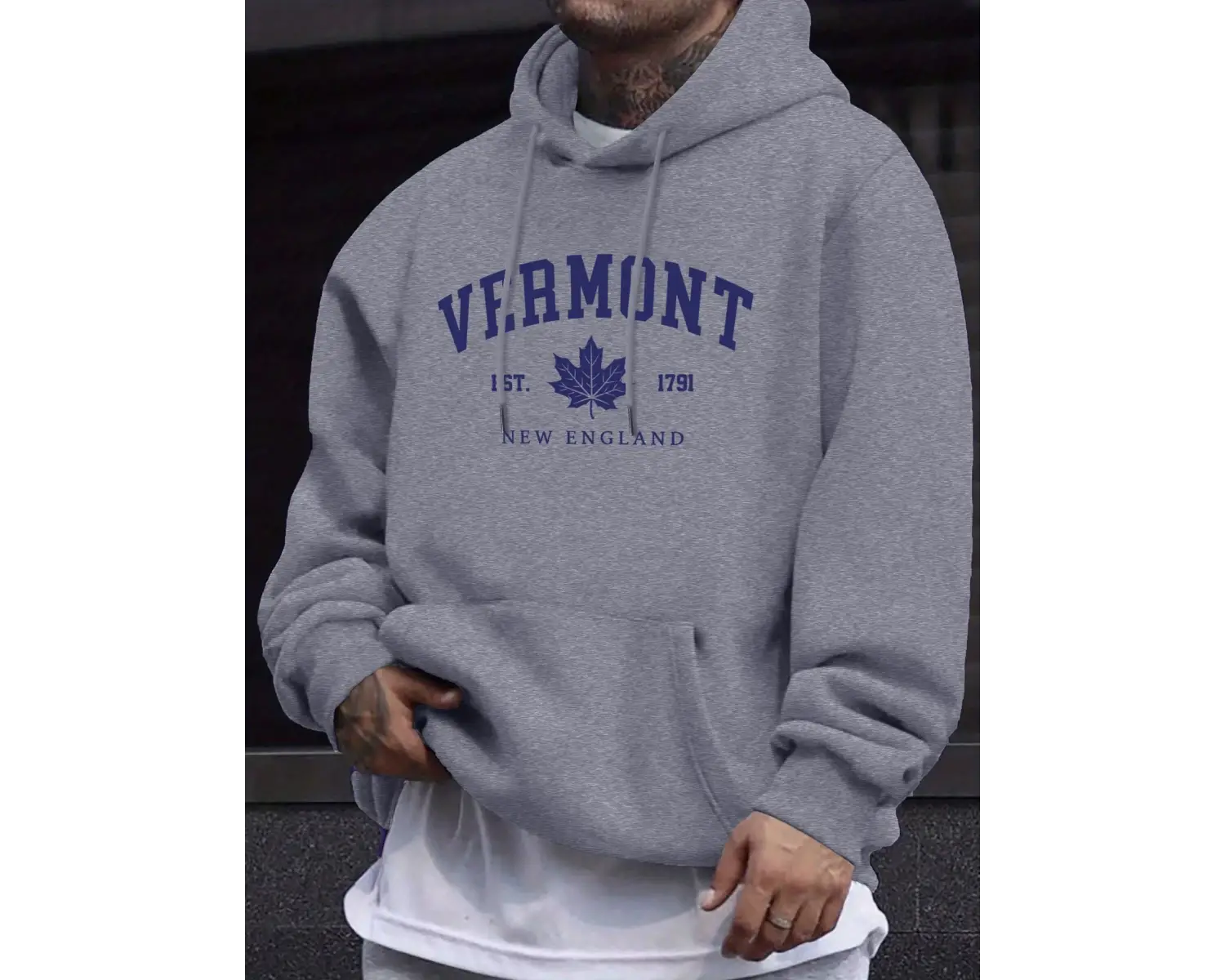 Vermont New England Est 1791 Pattern ManS Tops Autumn Casual Pullovers Street Warm Sweatshir