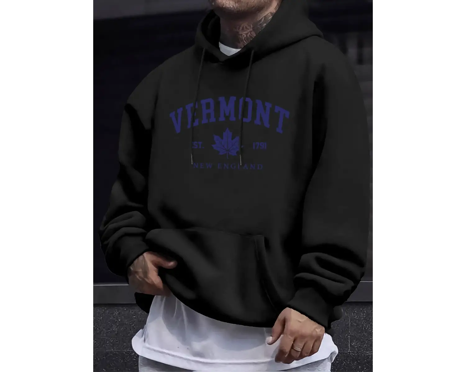 Vermont New England Est 1791 Pattern ManS Tops Autumn Casual Pullovers Street Warm Sweatshir