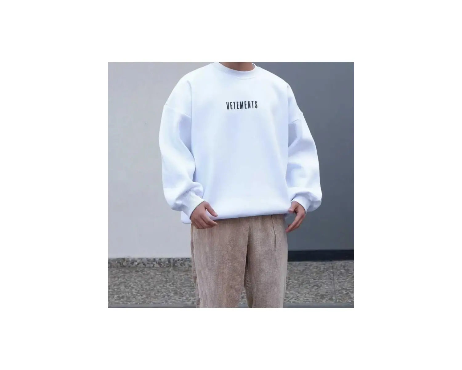 Vetements Renkli Oversize Bisiklet Yaka Pamuklu Sweatshirt Beyaz