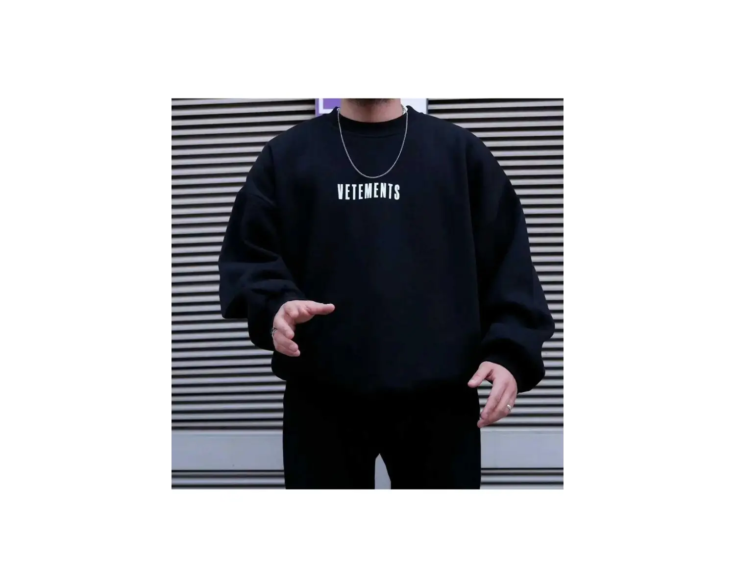 Vetements Renkli Oversize Bisiklet Yaka Pamuklu Sweatshirt Beyaz