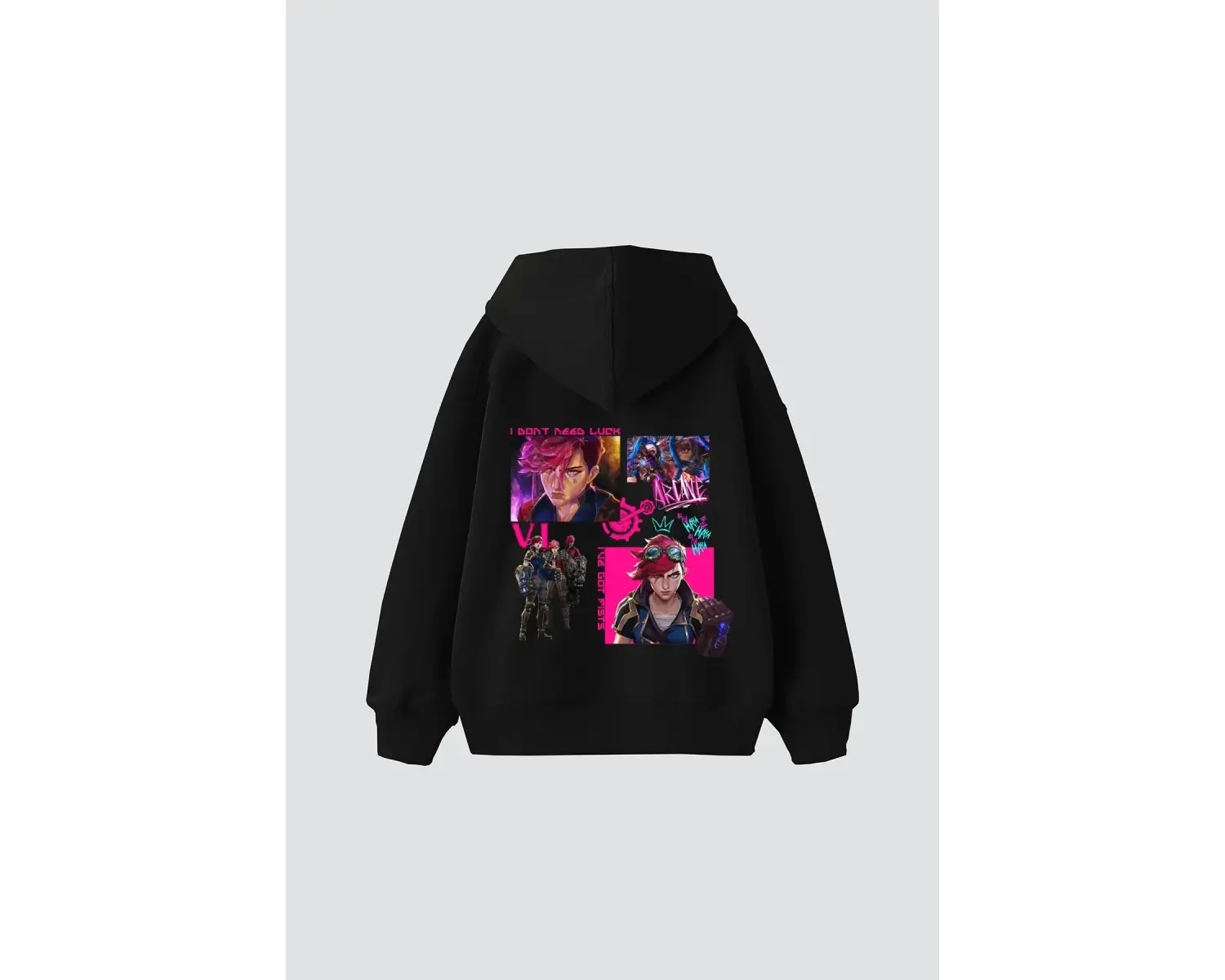 VI Arcane Baskılı Oversize Unisex Siyah