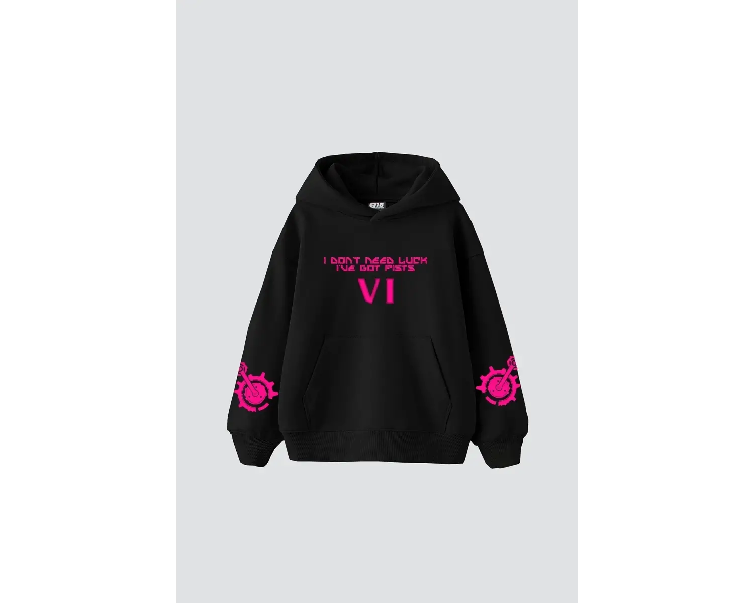 VI Arcane Baskılı Oversize Unisex Siyah