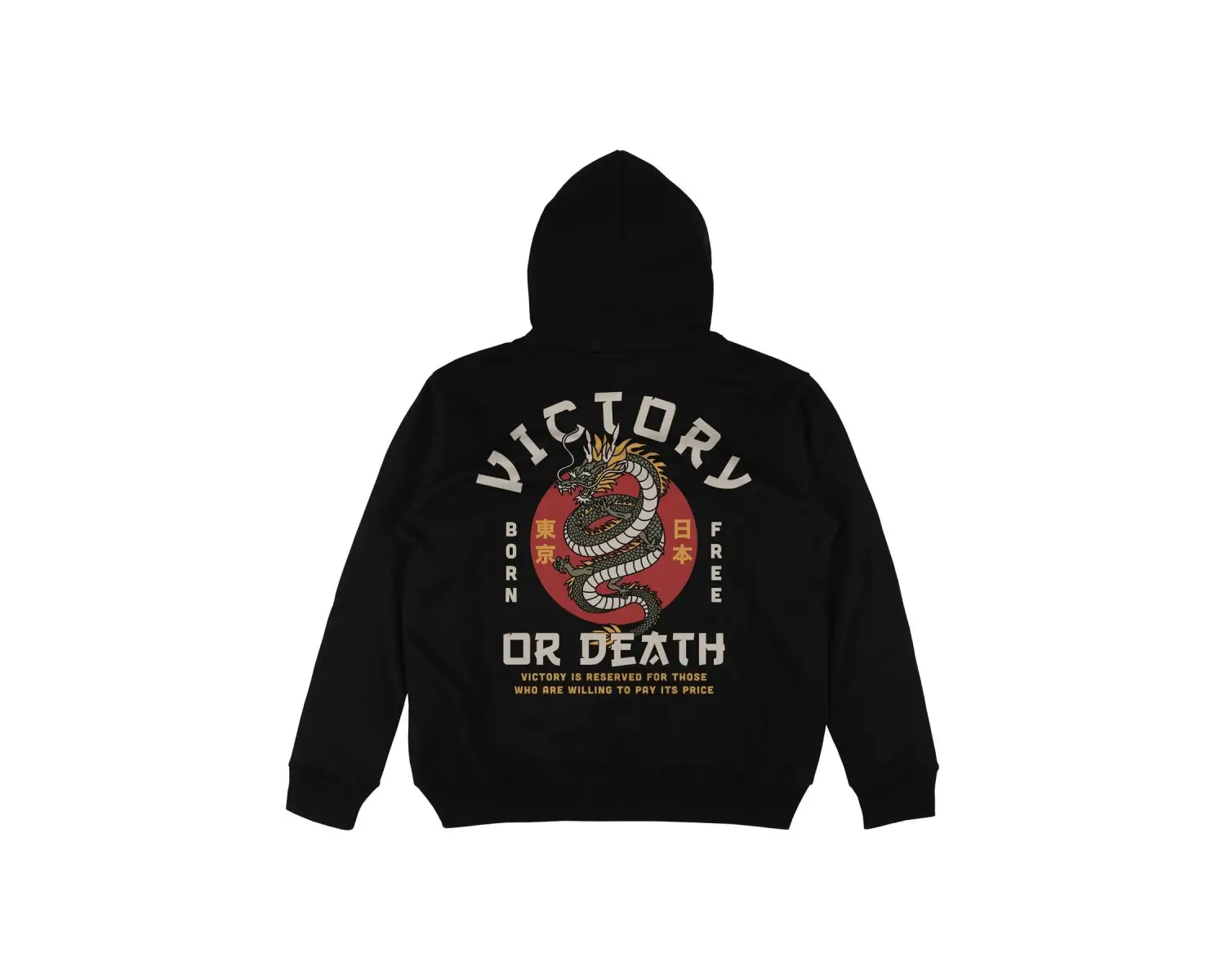 Victory or Death Siyah Oversize Unisex Kapüşonlu Sweatshirt Hoodie