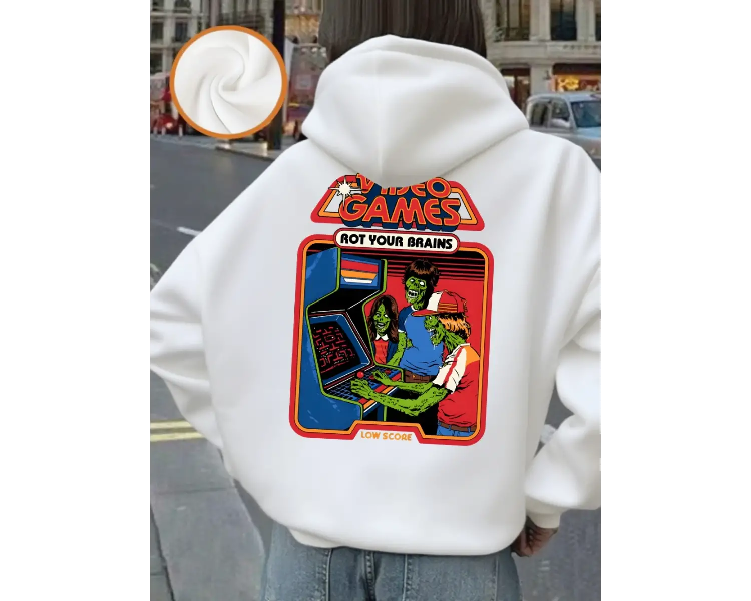 Video Oyunları Beyinlerinizi Çürüterek Baskılı Kapüşonlu Üstler Kadınlar İçin Günlük Bol Swea