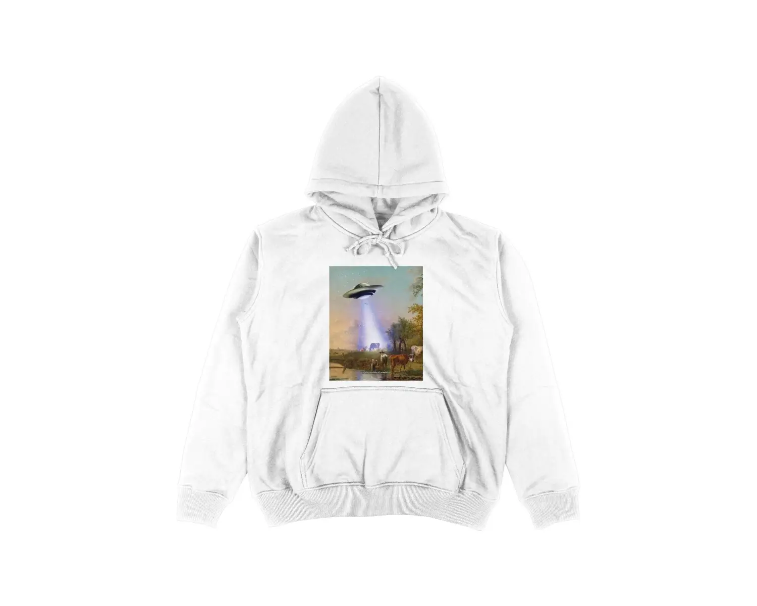 Village Beyaz Oversize Unisex Kapüşonlu Sweatshirt Hoodie