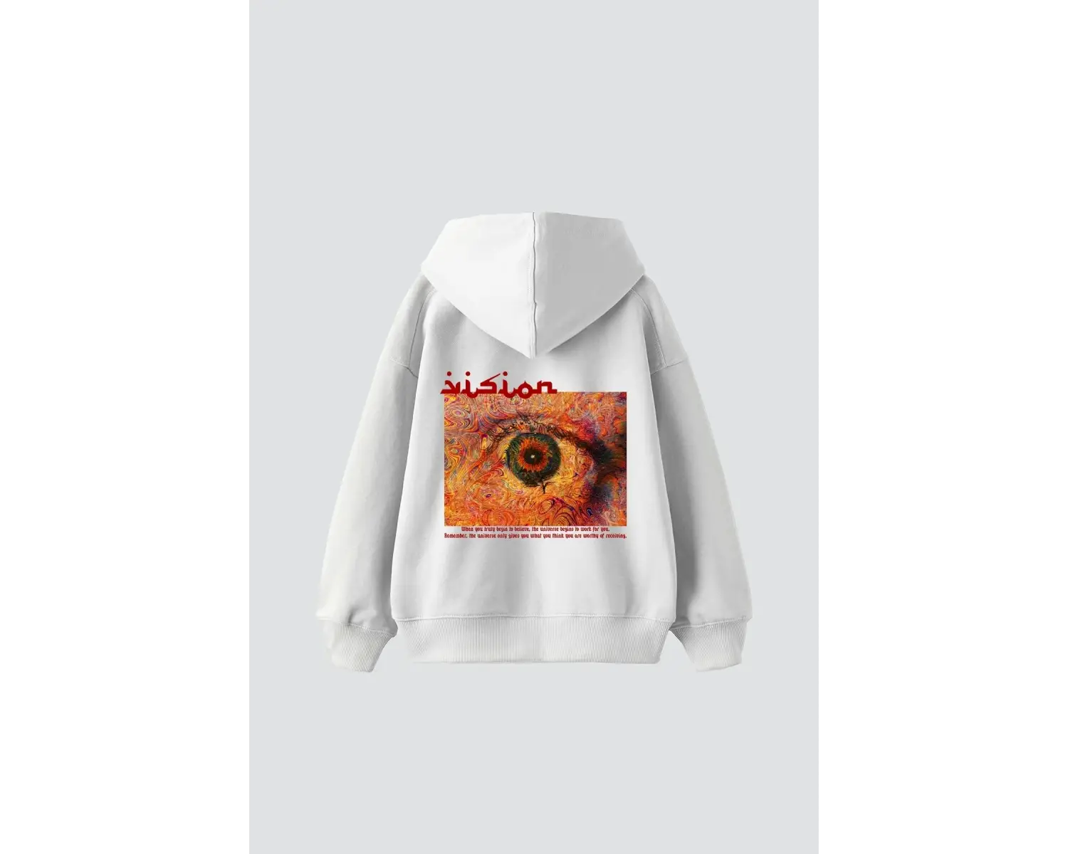 Vision Baskılı Oversize Unisex Premium Beyaz