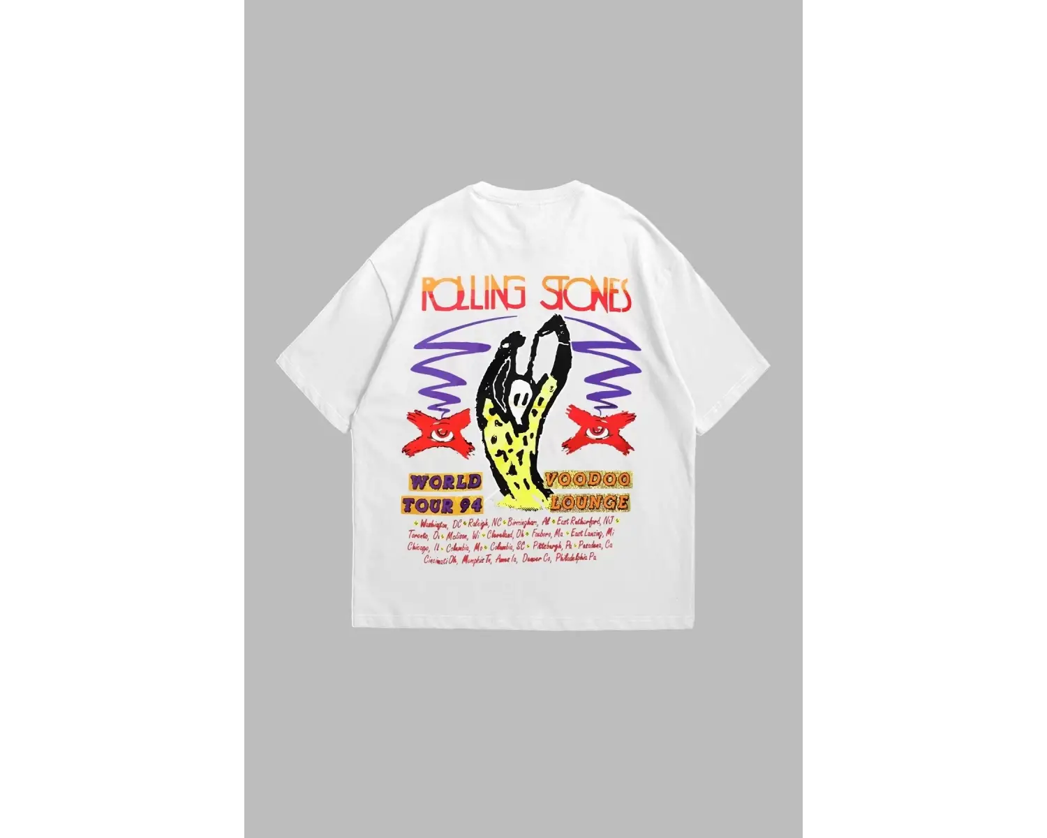 Voodoo Lounge Baskılı Oversize Unisex Beyaz