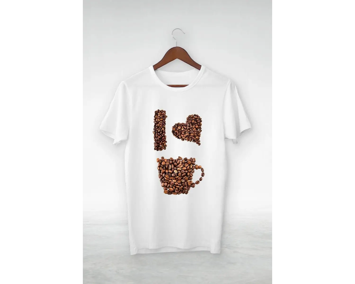 Vtshirt Beyaz -unisex -ı Love Coffe2-ıllustrasyon Çizim- Y-062
