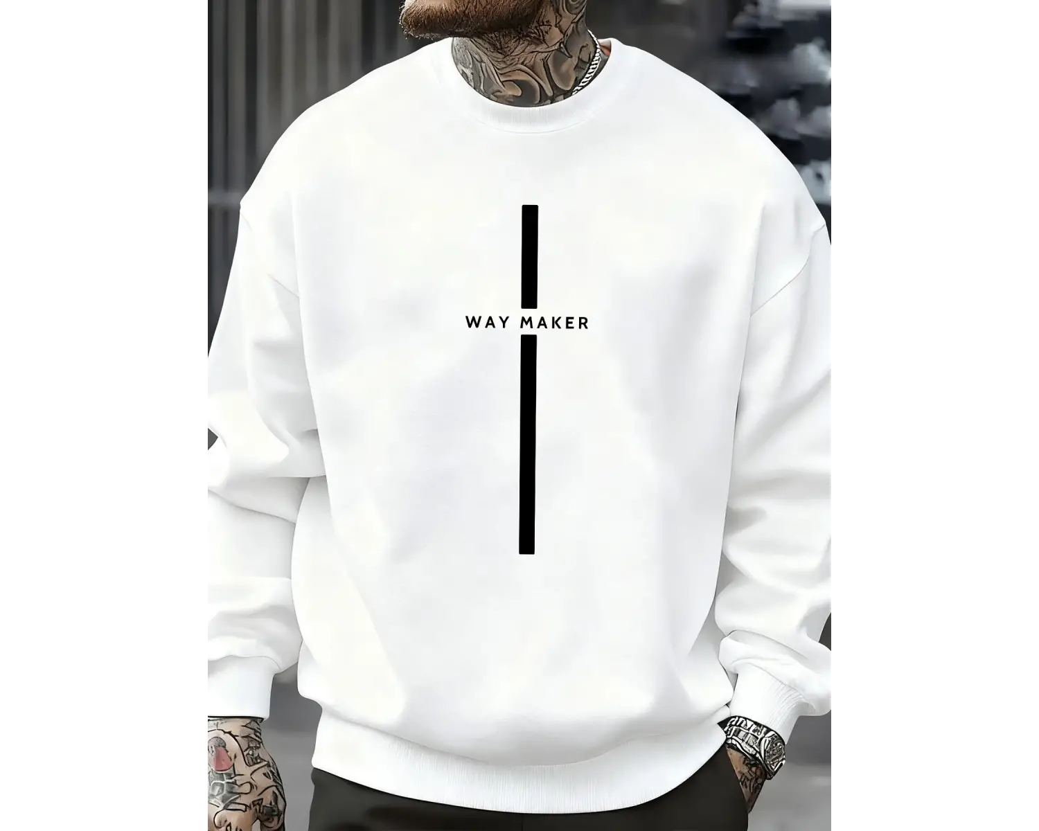 Way Maker Line Basit Baskılı Erkek Kazak Tüm Maç Polar Tişörtü Sonbahar Çok Renkli Erkek Soka