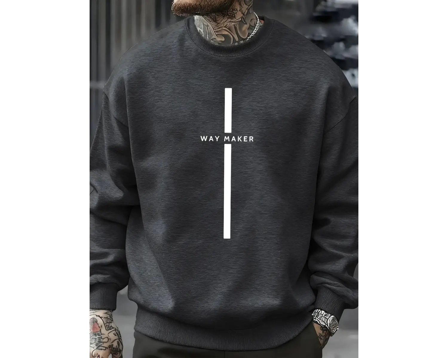 Way Maker Line Basit Baskılı Erkek Kazak Tüm Maç Polar Tişörtü Sonbahar Çok Renkli Erkek Soka