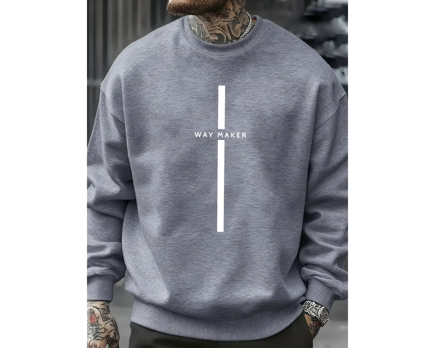 Way Maker Line Basit Baskılı Erkek Kazak Tüm Maç Polar Tişörtü Sonbahar Çok Renkli Erkek Soka