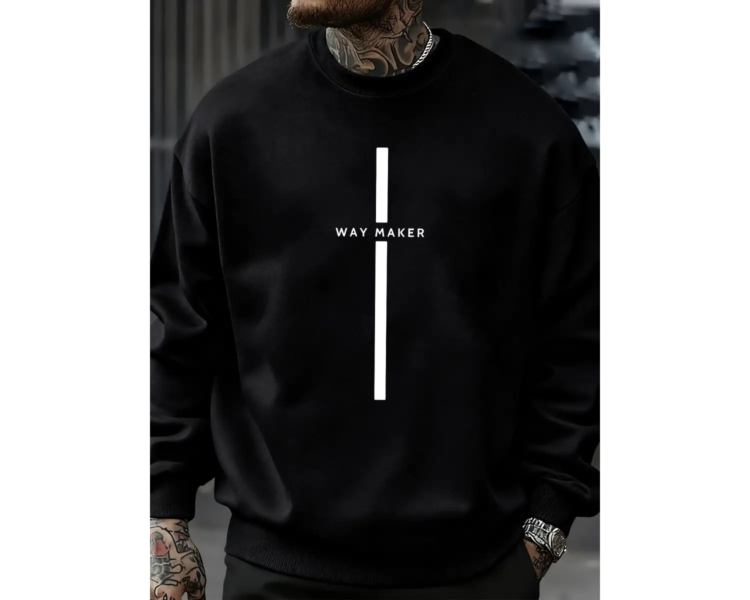 Way Maker Line Basit Baskılı Erkek Kazak Tüm Maç Polar Tişörtü Sonbahar Çok Renkli Erkek Soka