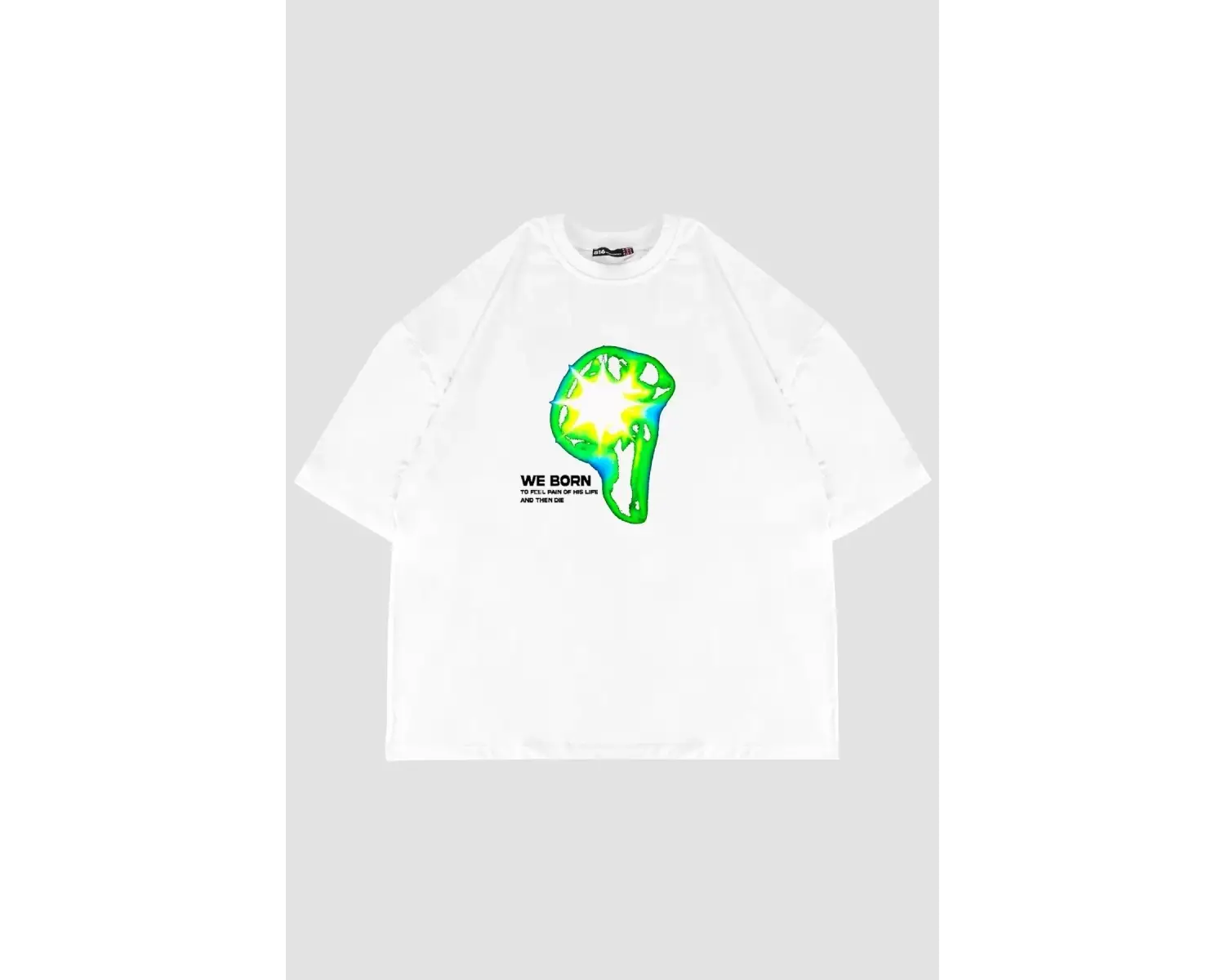 WE BORN Baskılı Beyaz Oversize Unisex