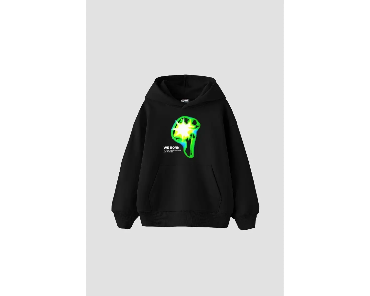 WE BORN Baskılı Oversize Unisex Siyah