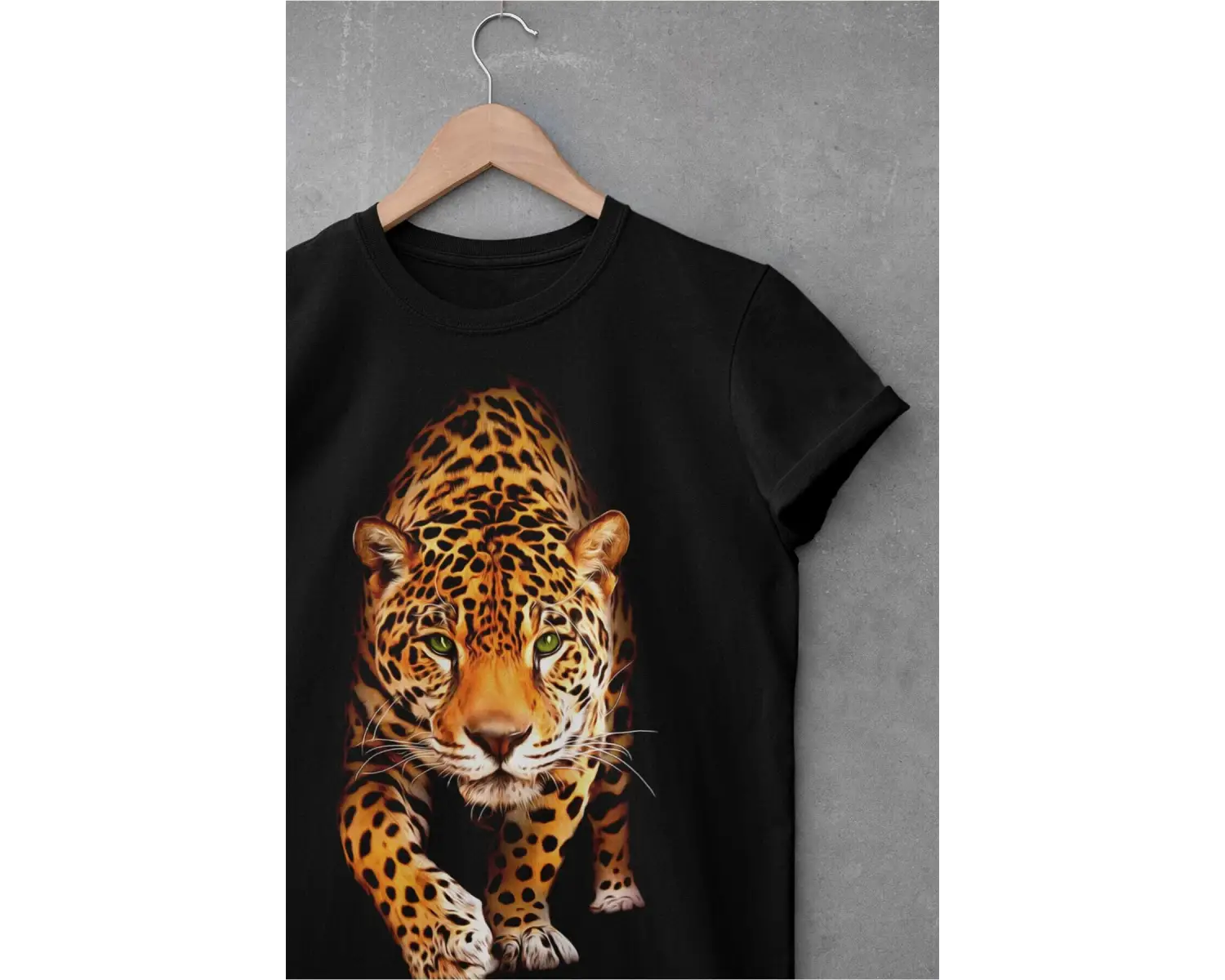 Wed Unisex %100 Pamuk Siyah, Rahat Kalıp, Asi 3d Görünümlü Kaplan, Tiger T-shirt