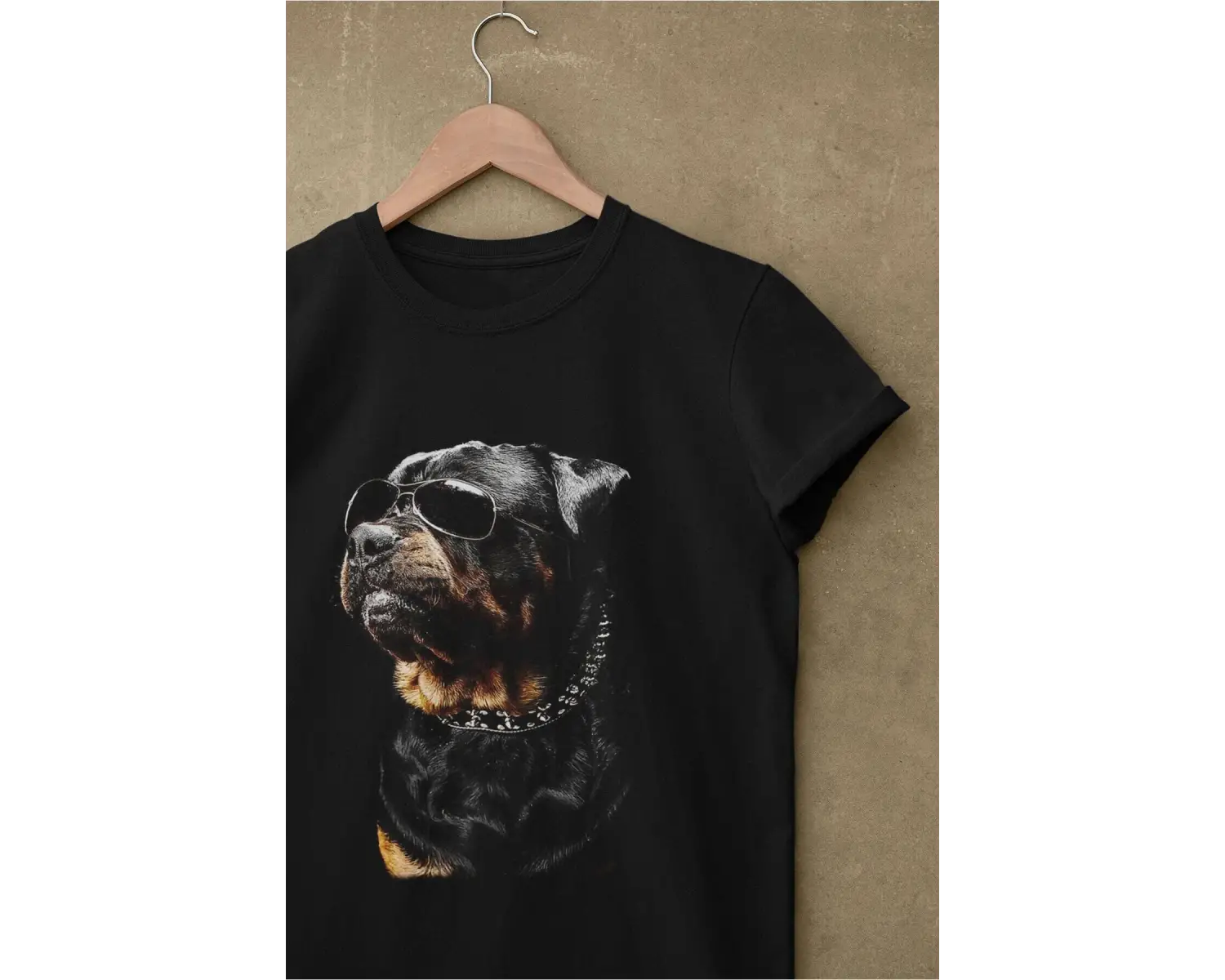 Wed Unisex %100 Pamuk Siyah Renk, Regularfit Rahat Kesim Kalıp, Rottweiler Köpekli Tshirt