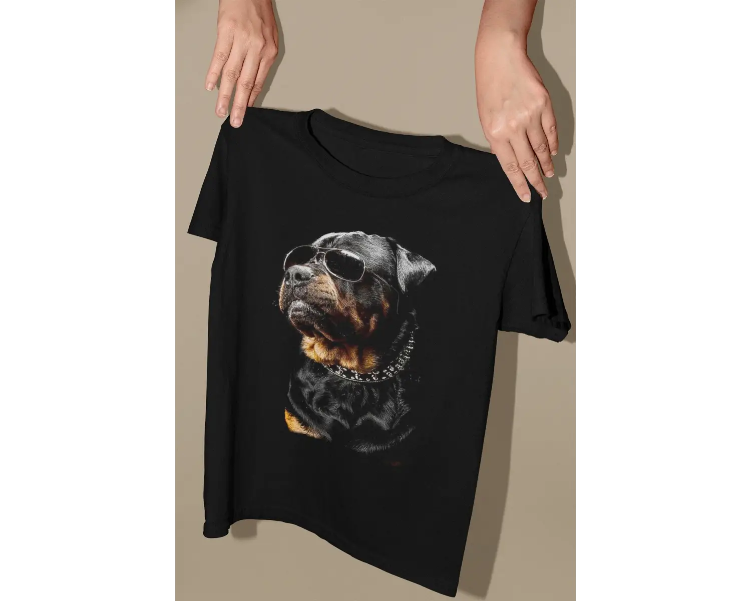 Wed Unisex %100 Pamuk Siyah Renk, Regularfit Rahat Kesim Kalıp, Rottweiler Köpekli Tshirt