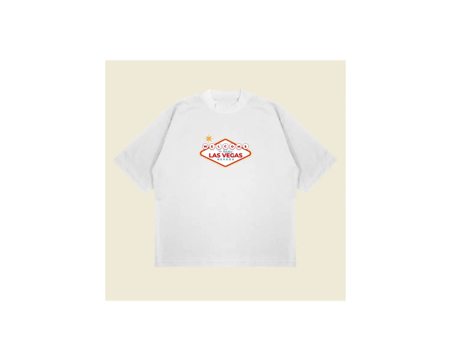 Welcome Las Vegas Baskılı Oversize Unisex Pamuklu Nefes Alan Kalın Kumaşlı