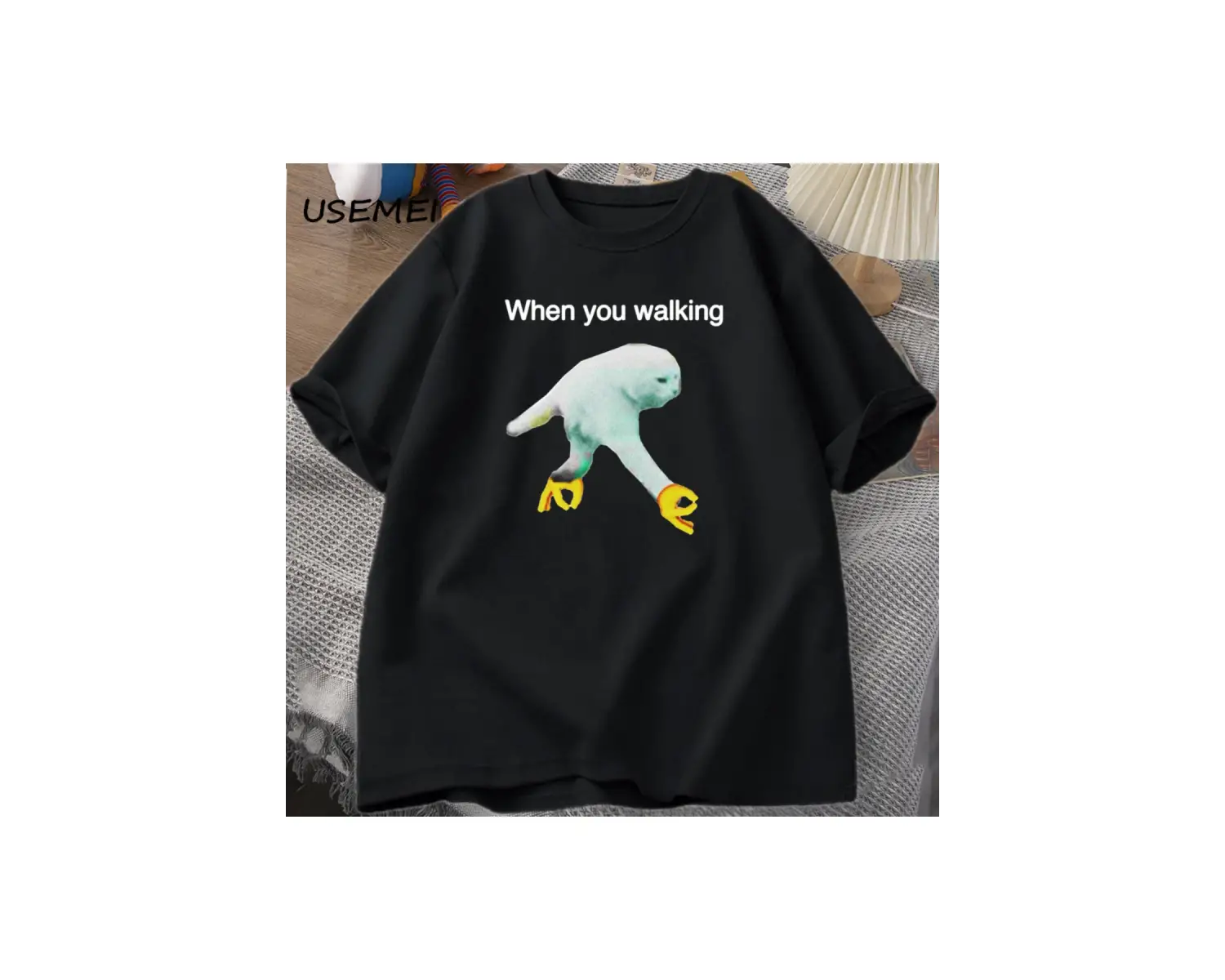 When You Walking Dank Meme Graphic T Shirts Casual Cotton Short Sleeve Funny T-shirt Streetwe 2976