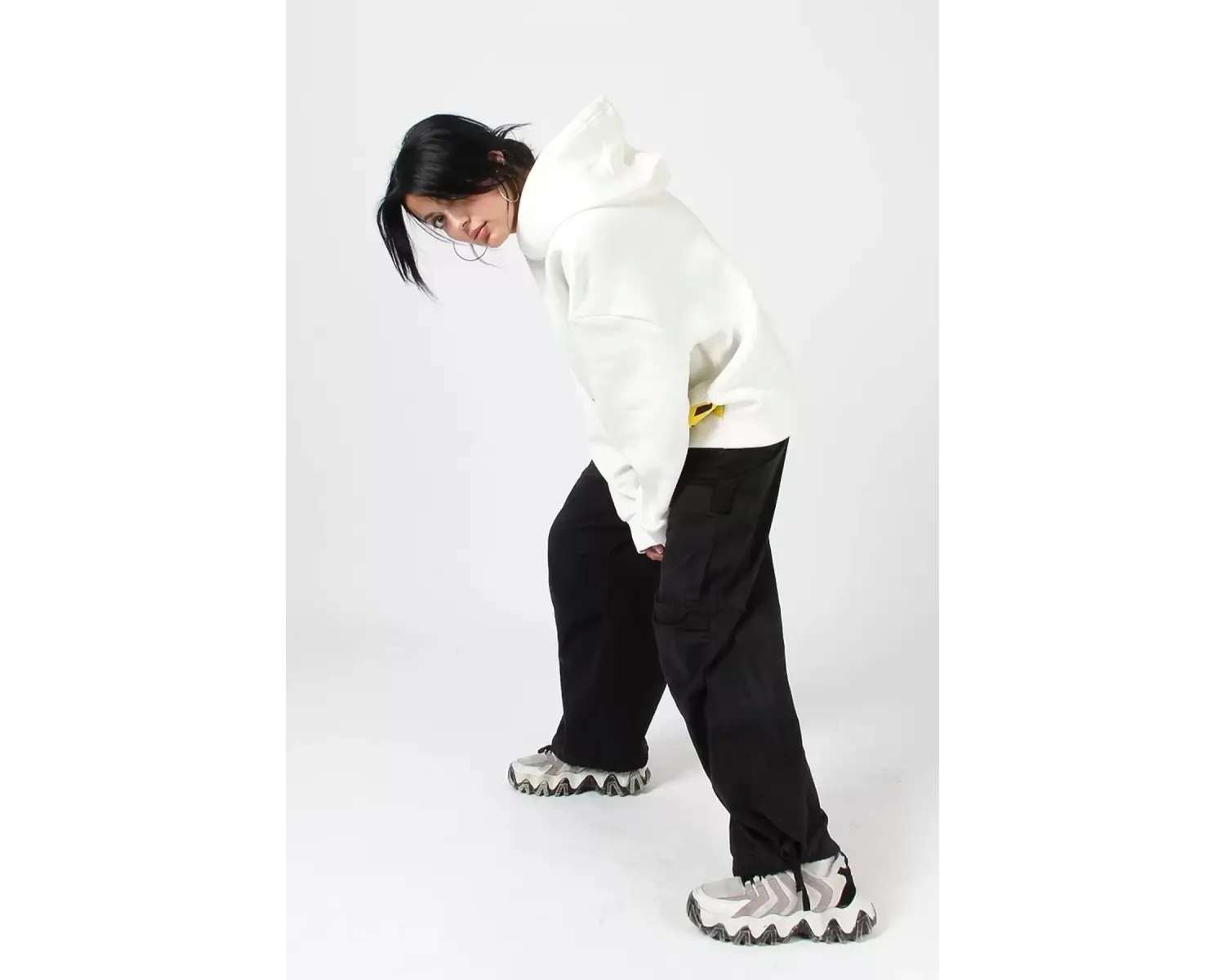 Why Not Baskılı Beyaz Oversize Unisex Kapüşonlu