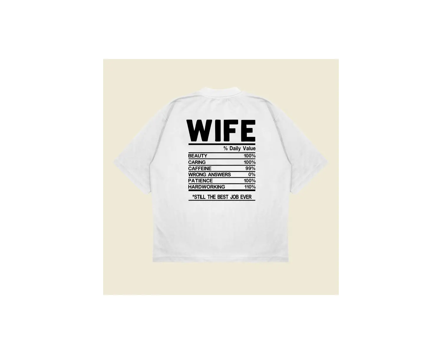 Wife Baskılı Oversize Unisex Pamuklu Nefes Alan Kalın Kumaşlı