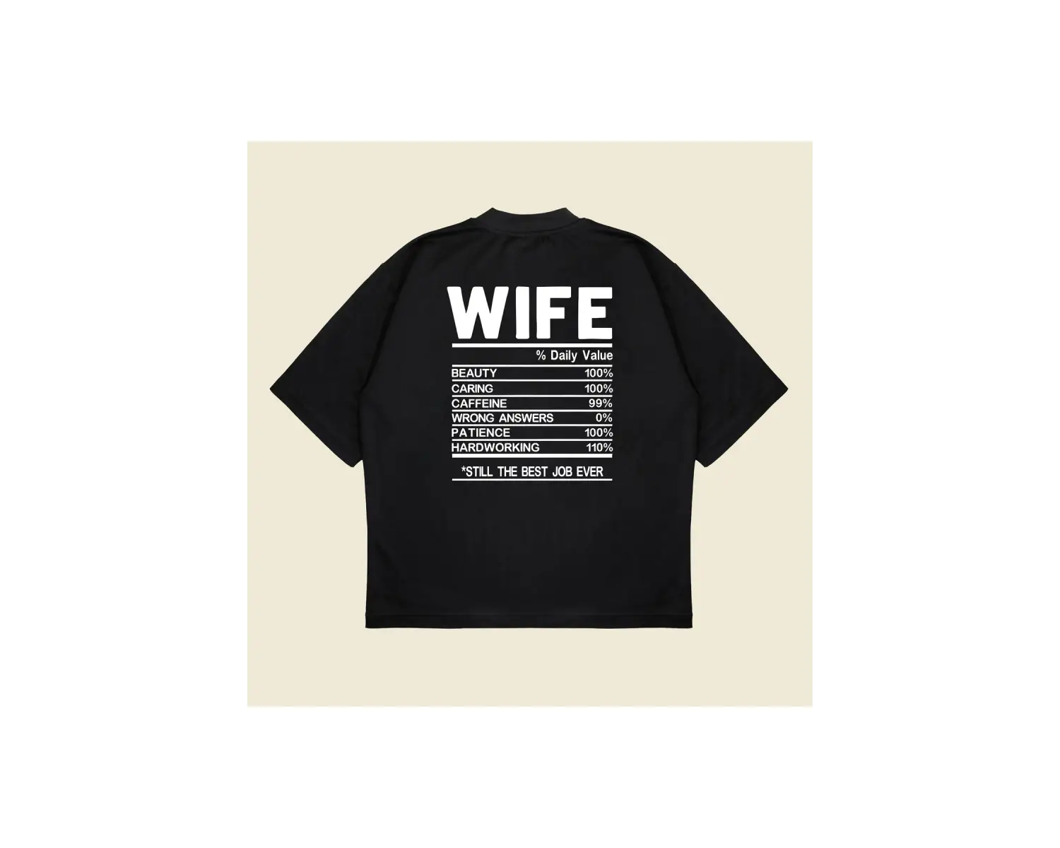 Wife Baskılı Oversize Unisex Pamuklu Nefes Alan Kalın Kumaşlı