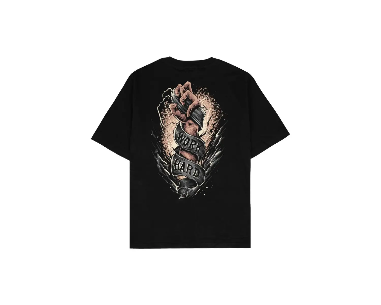 Work Hard Siyah Oversize Unisex T-shirt