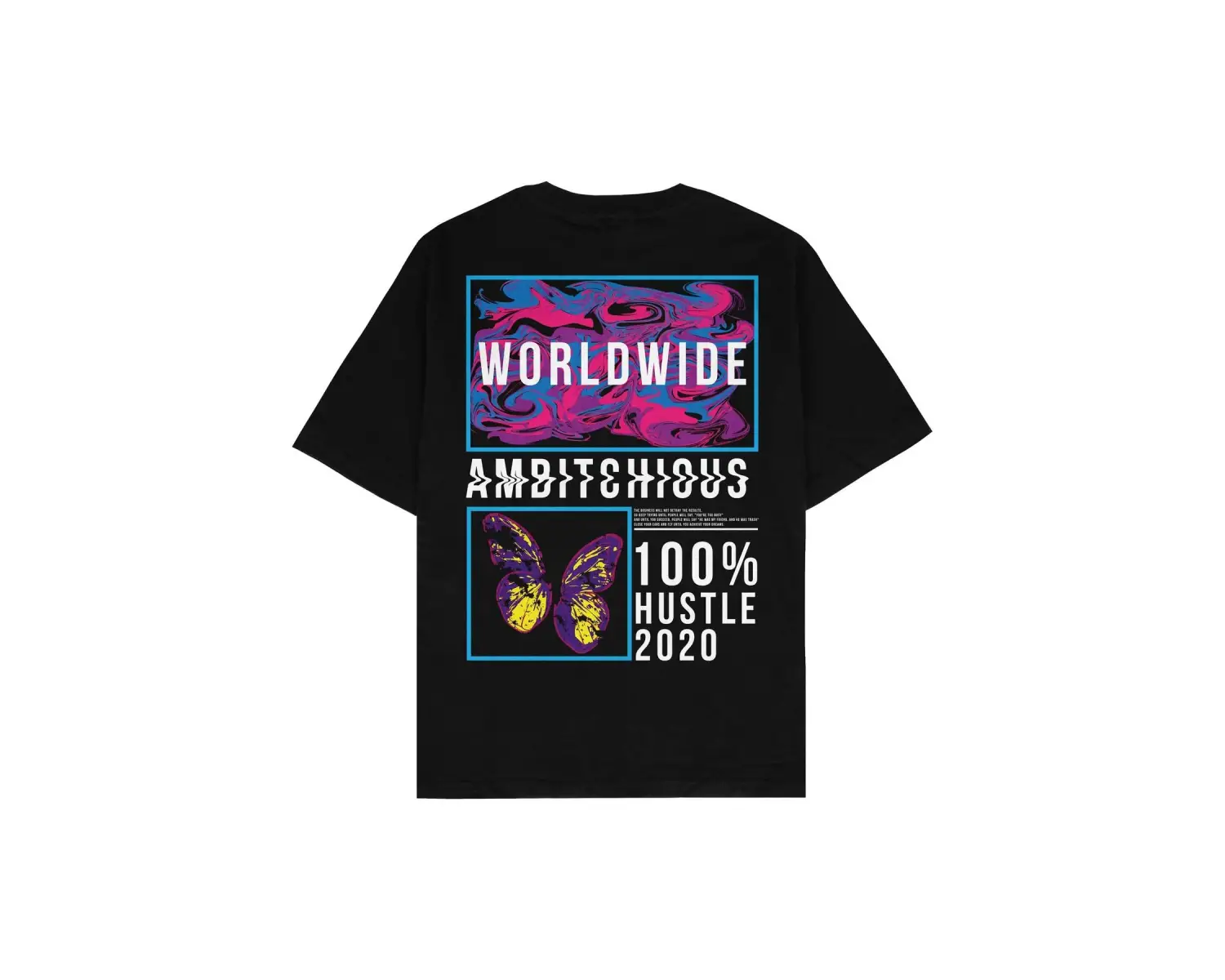 Worldwide Siyah Oversize Unisex T-shirt