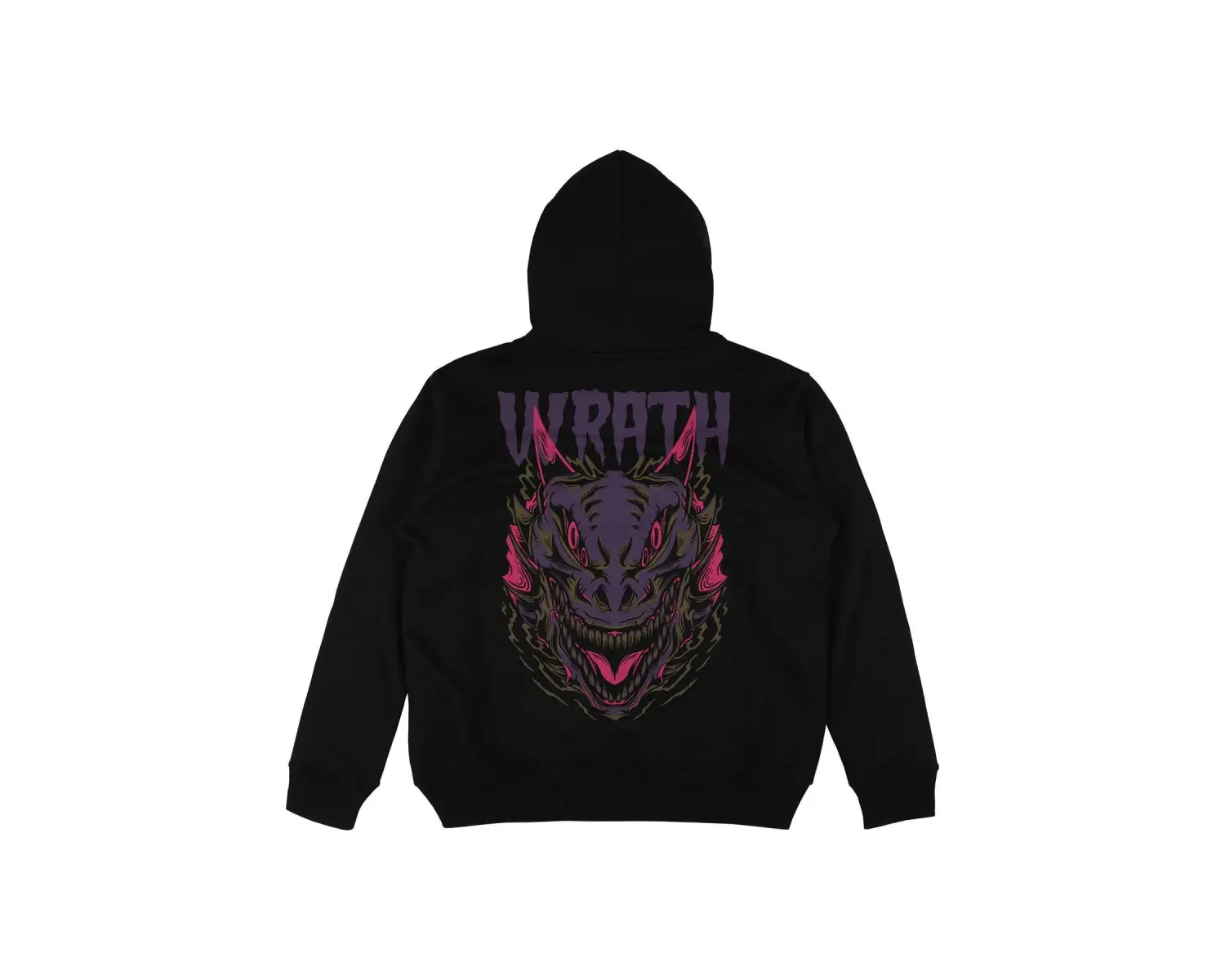 Wrath Siyah Oversize Unisex Kapüşonlu Sweatshirt Hoodie