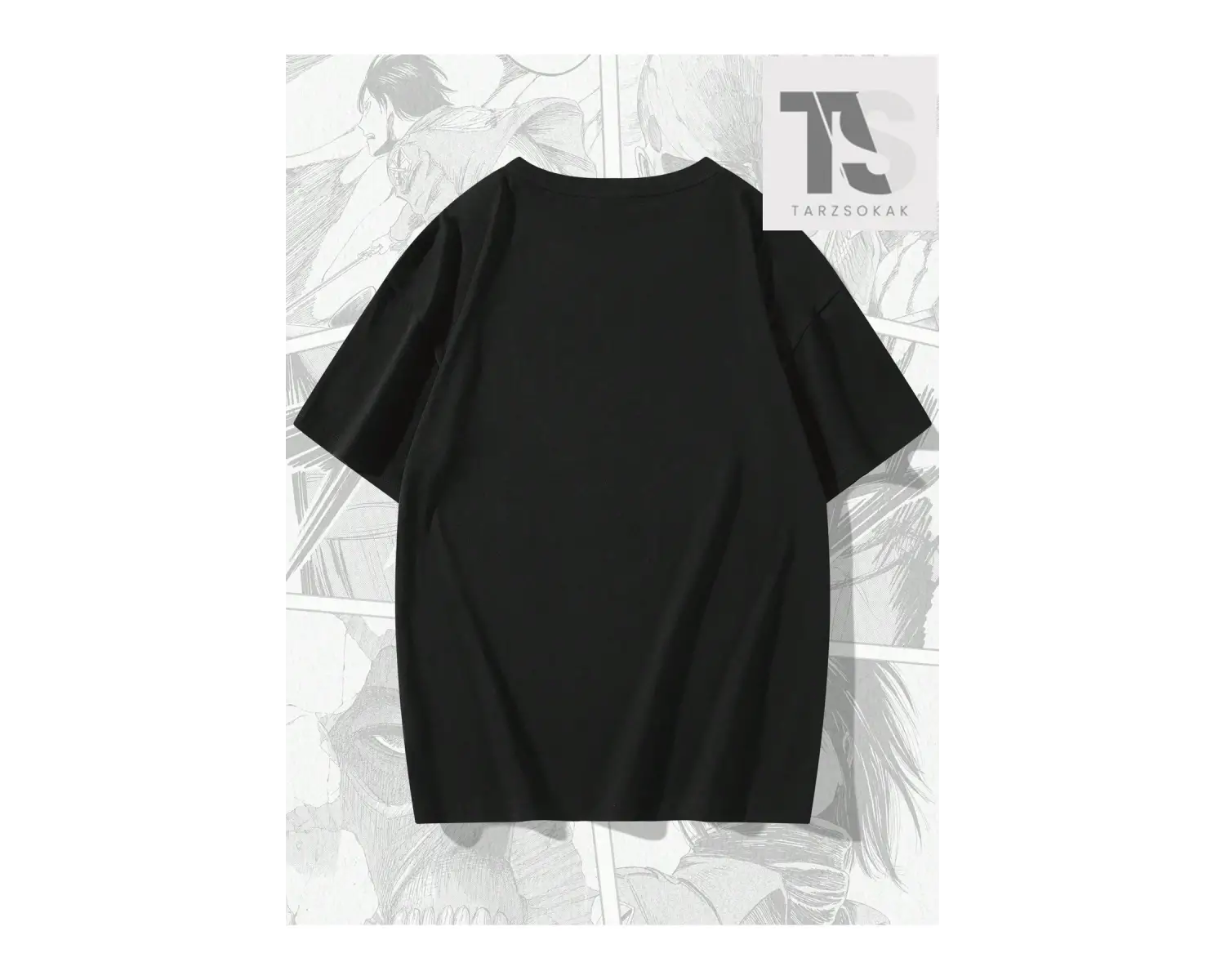 X Attack on Titan Erkek Figürü ve Japon Harfli Grafik Tişört