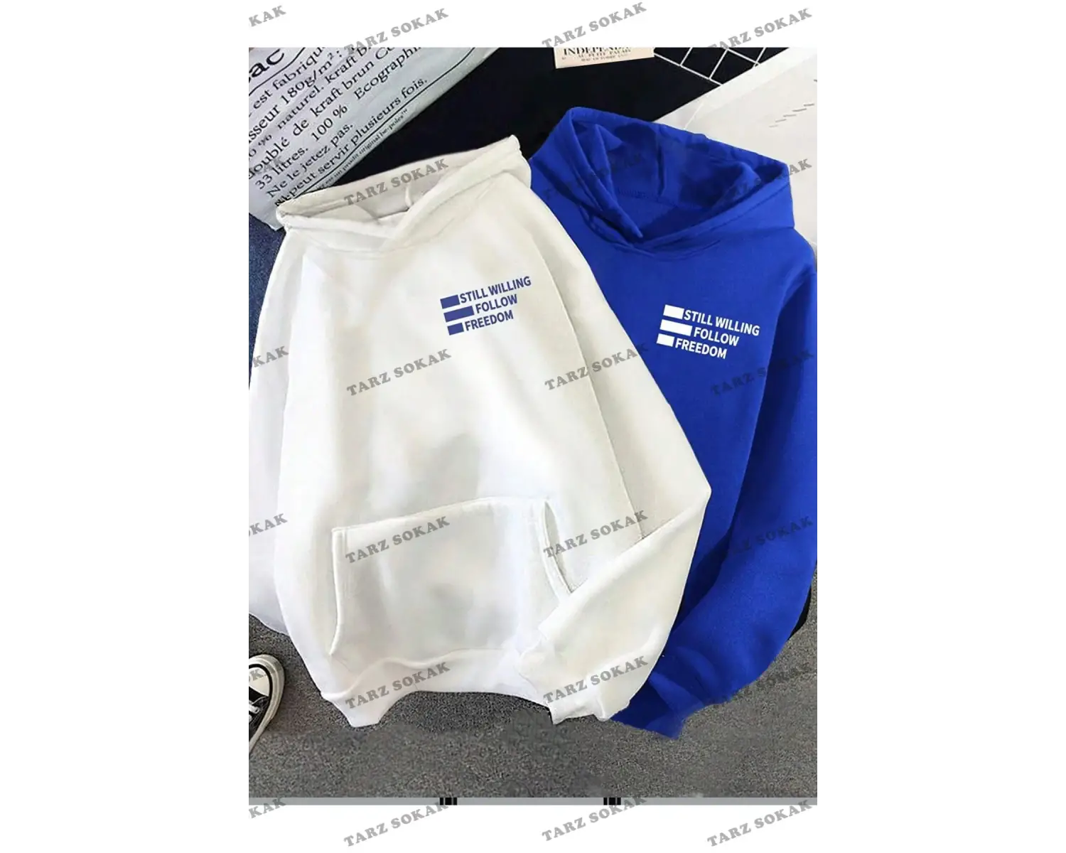 Y2K Çift SEVGİLİ Still Freedom Kalın Kışlık Sweatshirt - Baskılı Oversize KOD 1484