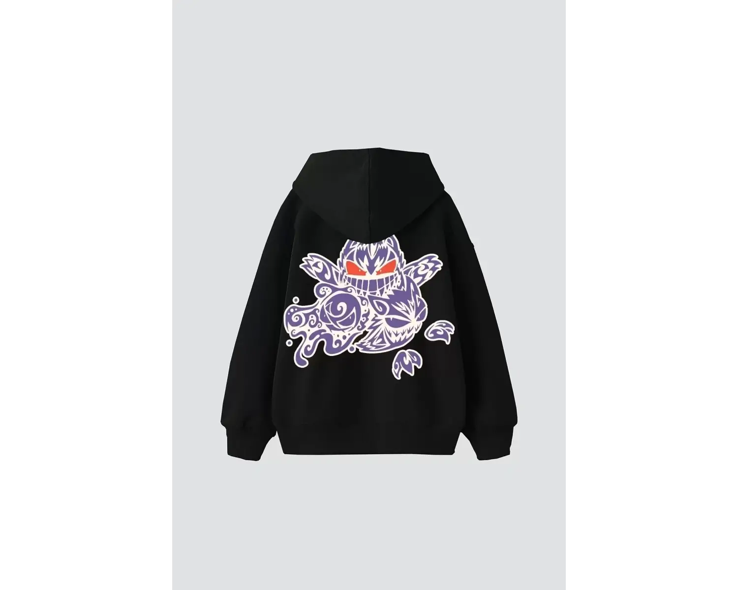 y2K Gengar Sırt Baskılı Oversize Unisex Beyaz