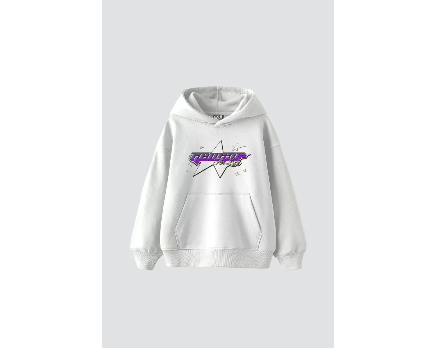 y2K Gengar Sırt Baskılı Oversize Unisex Beyaz