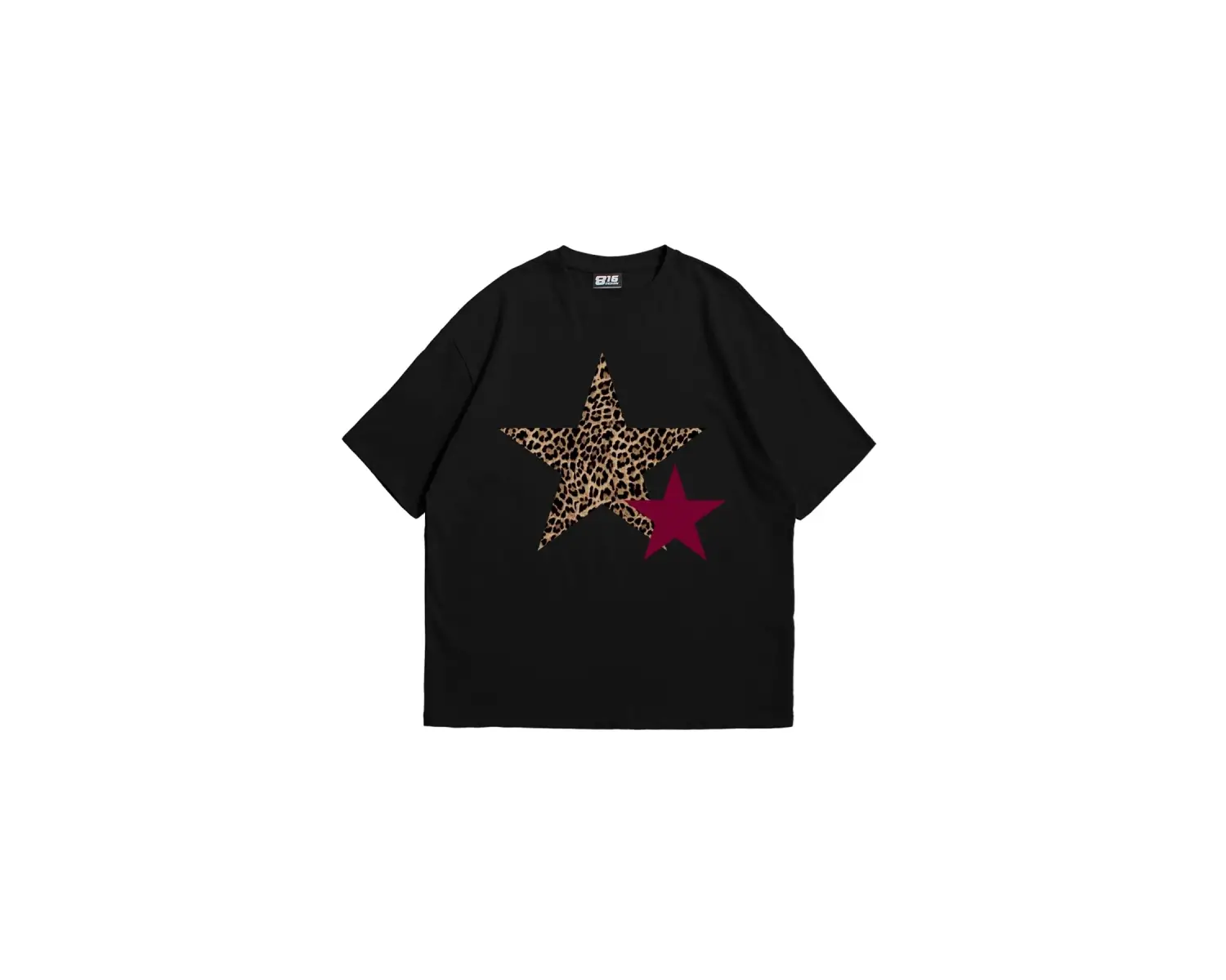 Y2k Leopar Starz Baskılı Oversize Unisex Beyaz