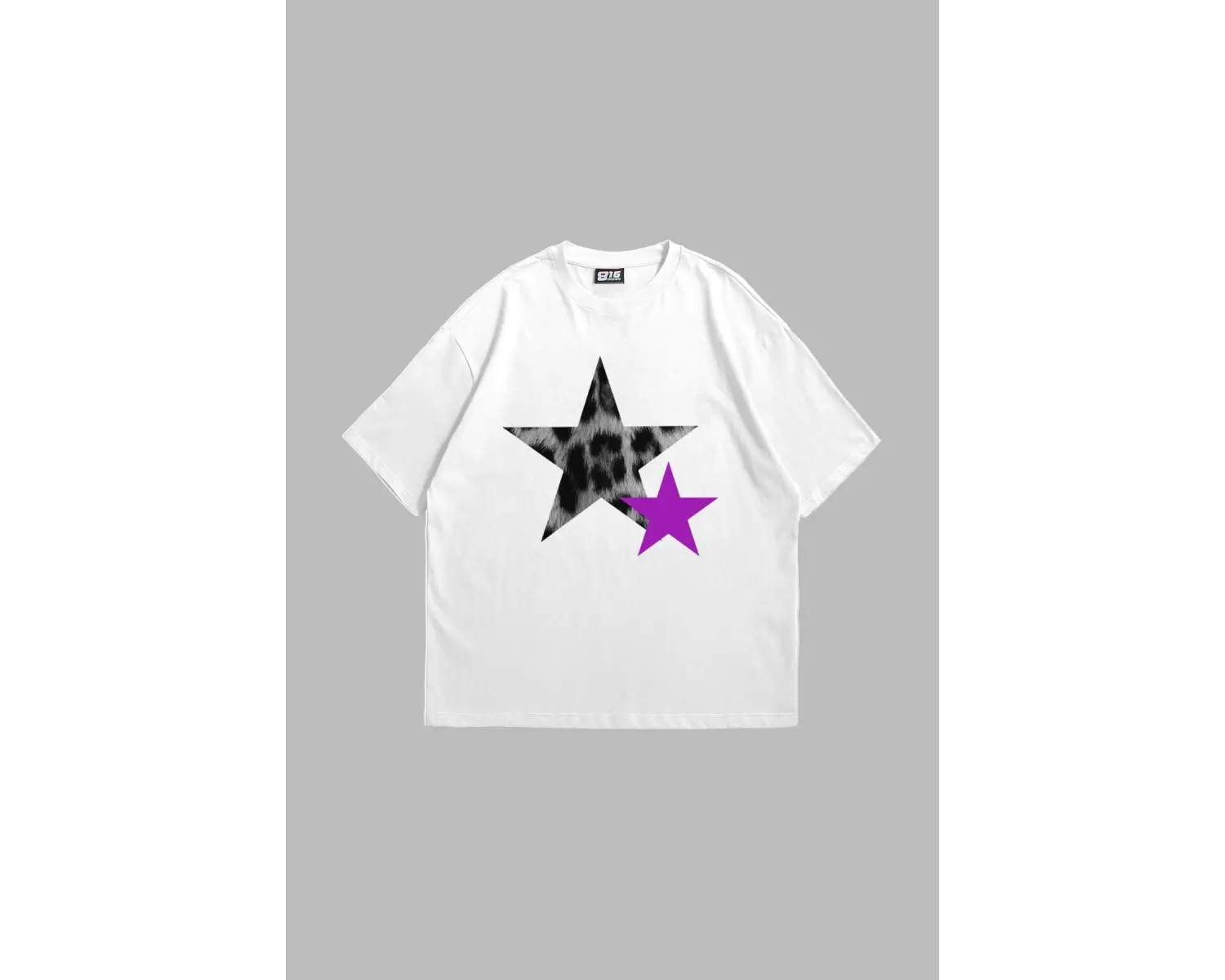 Y2k Leopar Starz V2 Baskılı Oversize Unisex Beyaz