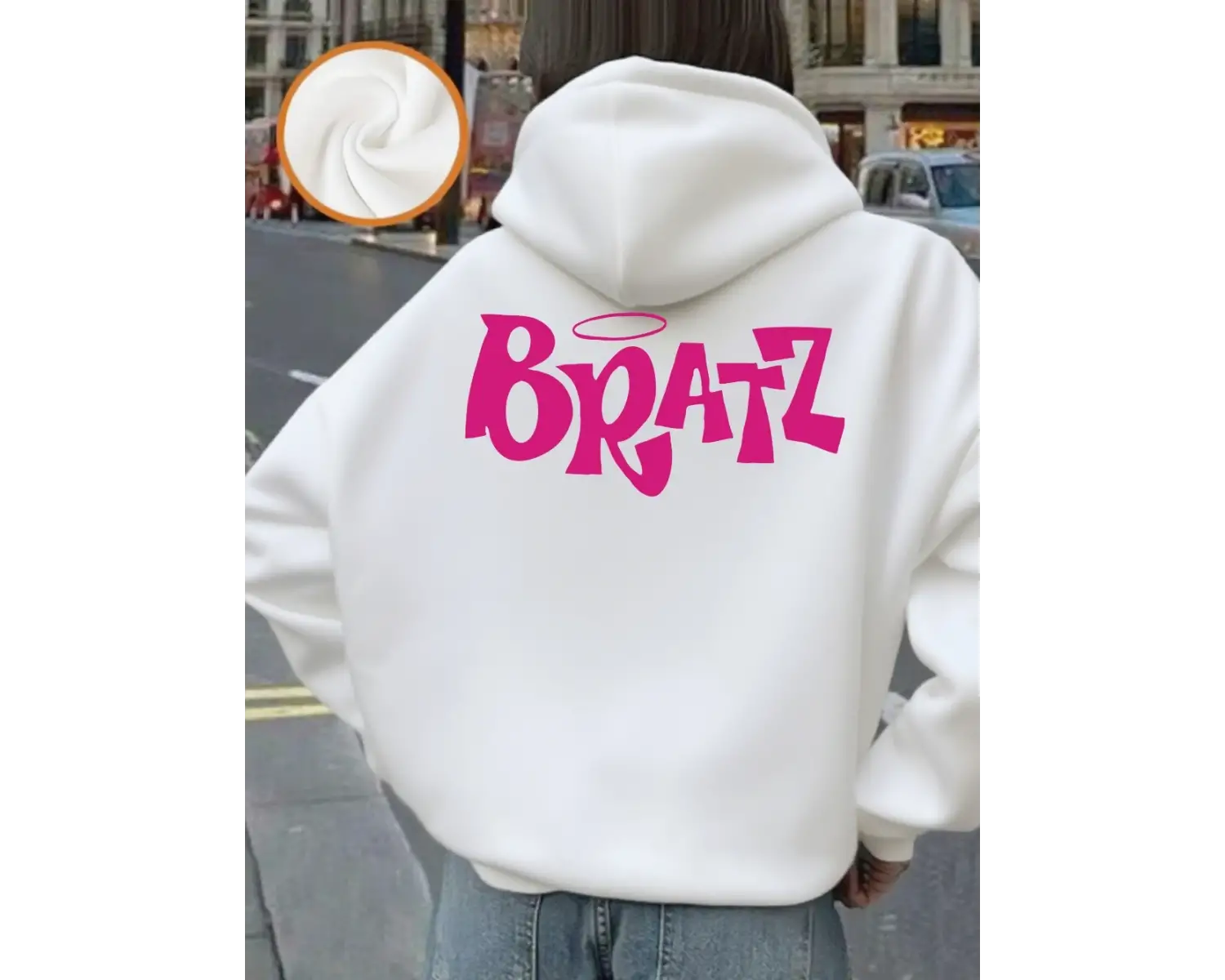 Y2K Pembe Bratz Mektup Baskılar Kapüşonlular Kadınlar Kış Polar Sıcak Tişörtü Rahat Cep Kazak