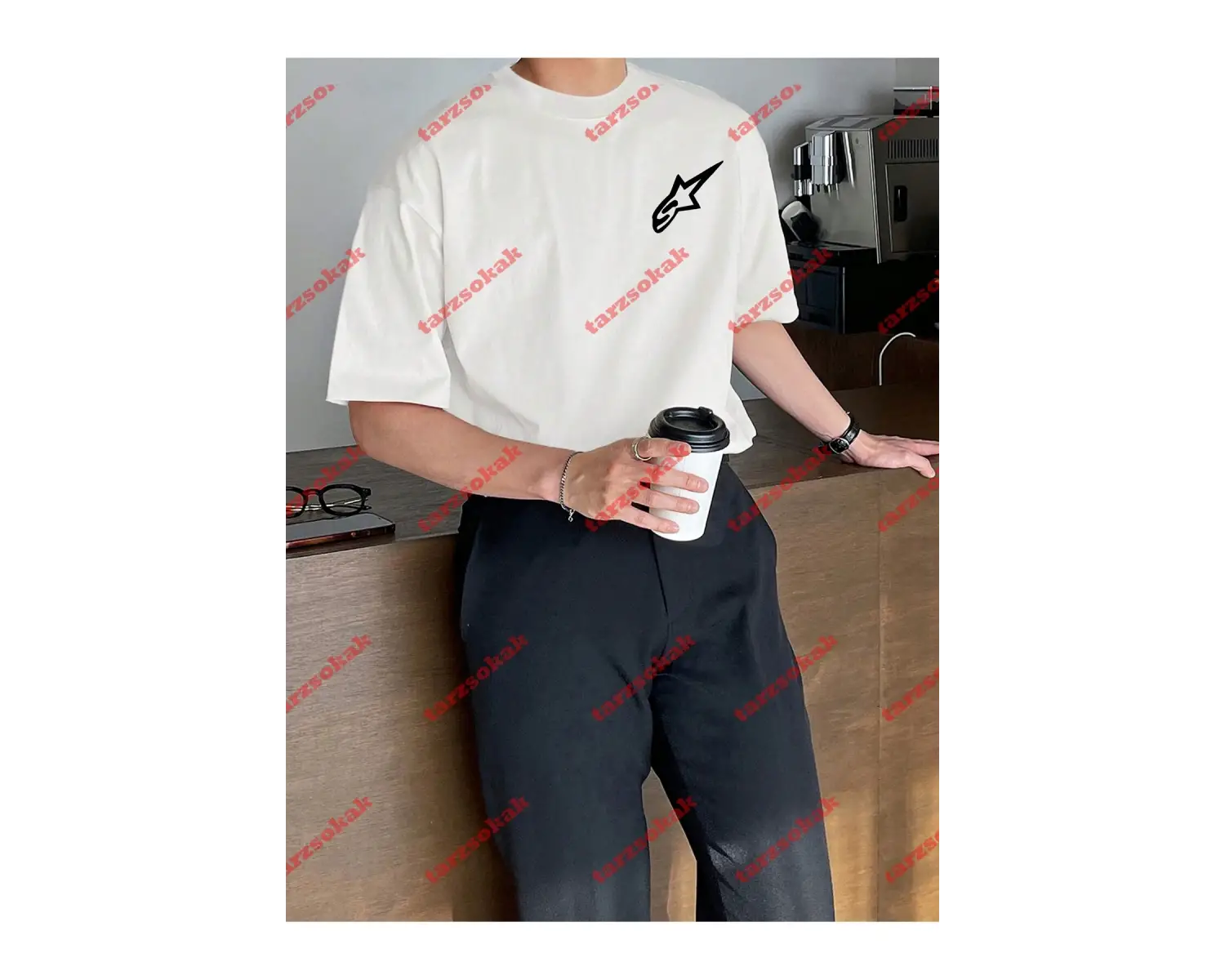 Y2k Starz Baskılı Oversize Unisex Kısa kollu bisiklet yaka t-shirt