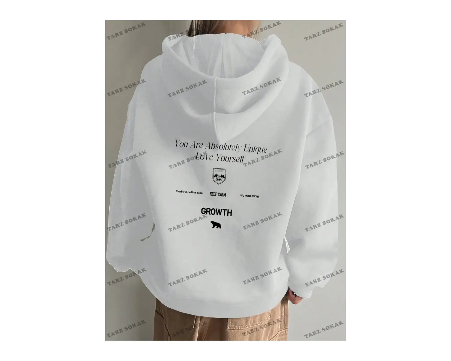 Y2K TREND SEZON BAY UNİSEX RETRO SWEATSHIRT KAPŞONLU KOD 1853 Beyaz