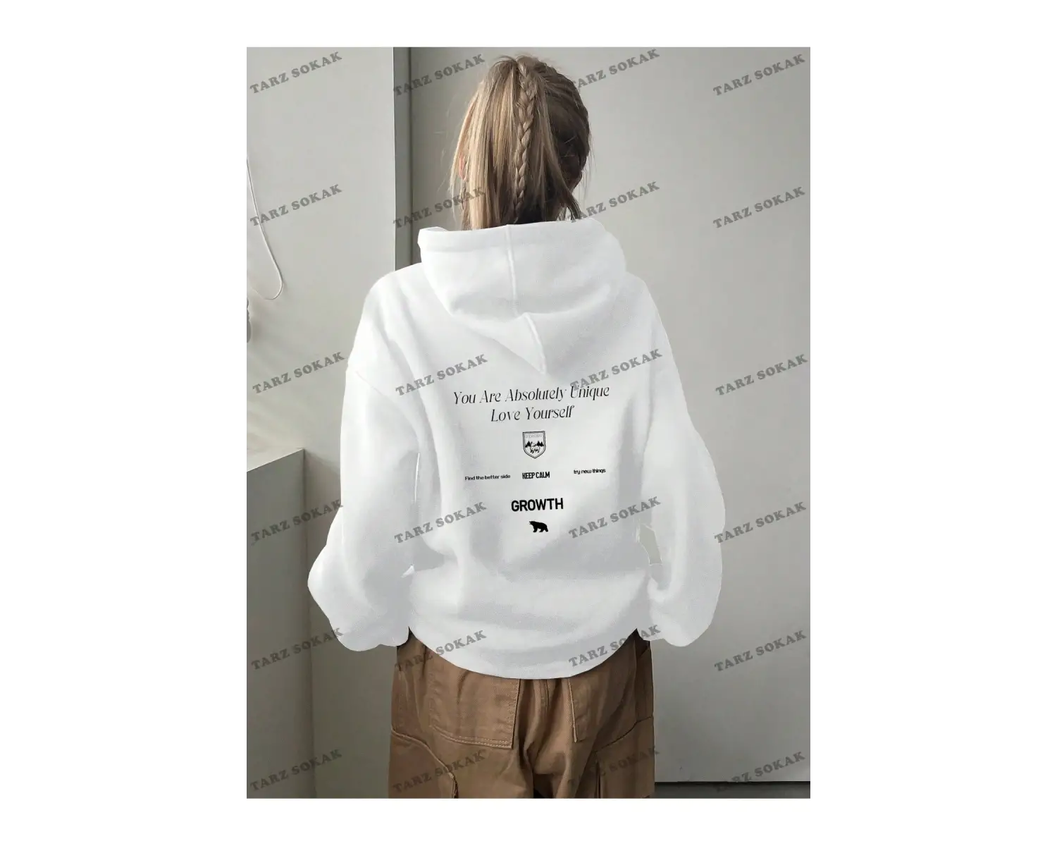 Y2K TREND SEZON BAY UNİSEX RETRO SWEATSHIRT KAPŞONLU KOD 1853 Beyaz