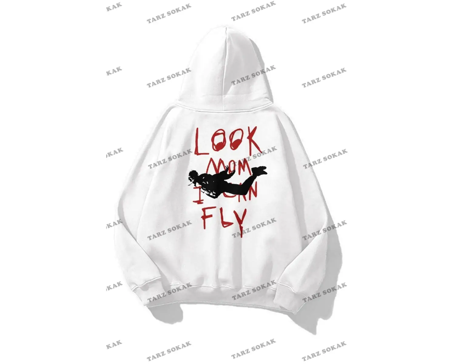 Y2K Unisex Smiley Look Mom Sweatshirt KOD 1493 Beyaz