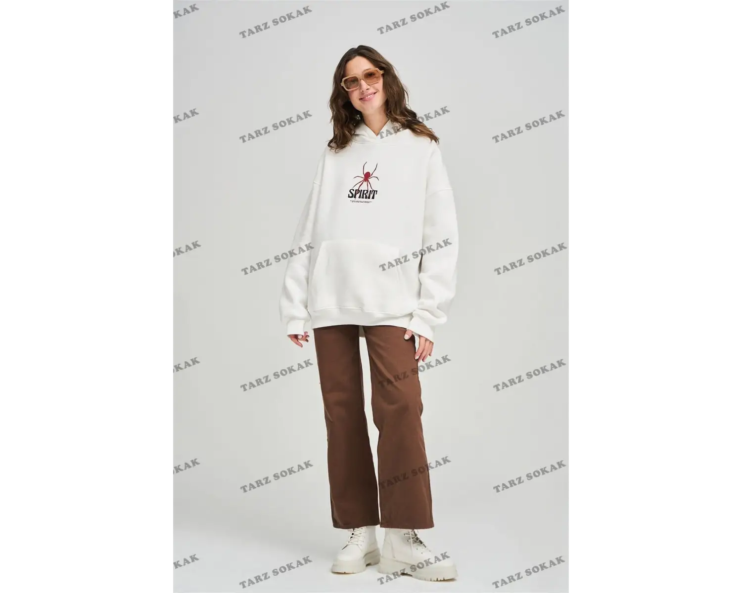 Y2K Unisex Spirit Sweatshirt Hoodie KOD 1917 Beyaz