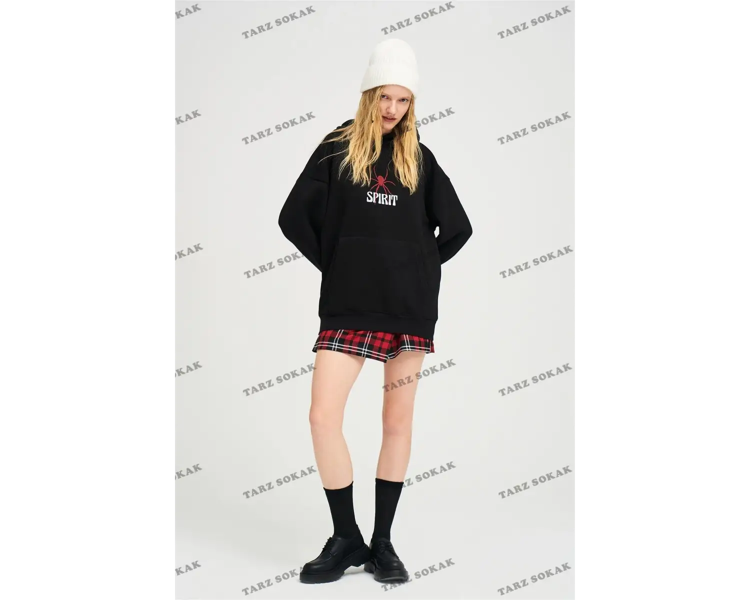 Y2K Unisex Spirit Sweatshirt Hoodie KOD 1917 Beyaz