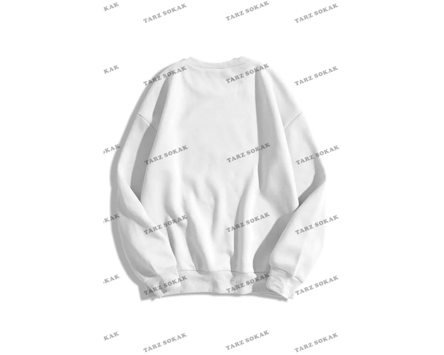 Y2K Unisex Usa Flag Bisiklet Yaka Sweatshirt KOD 1830 Beyaz