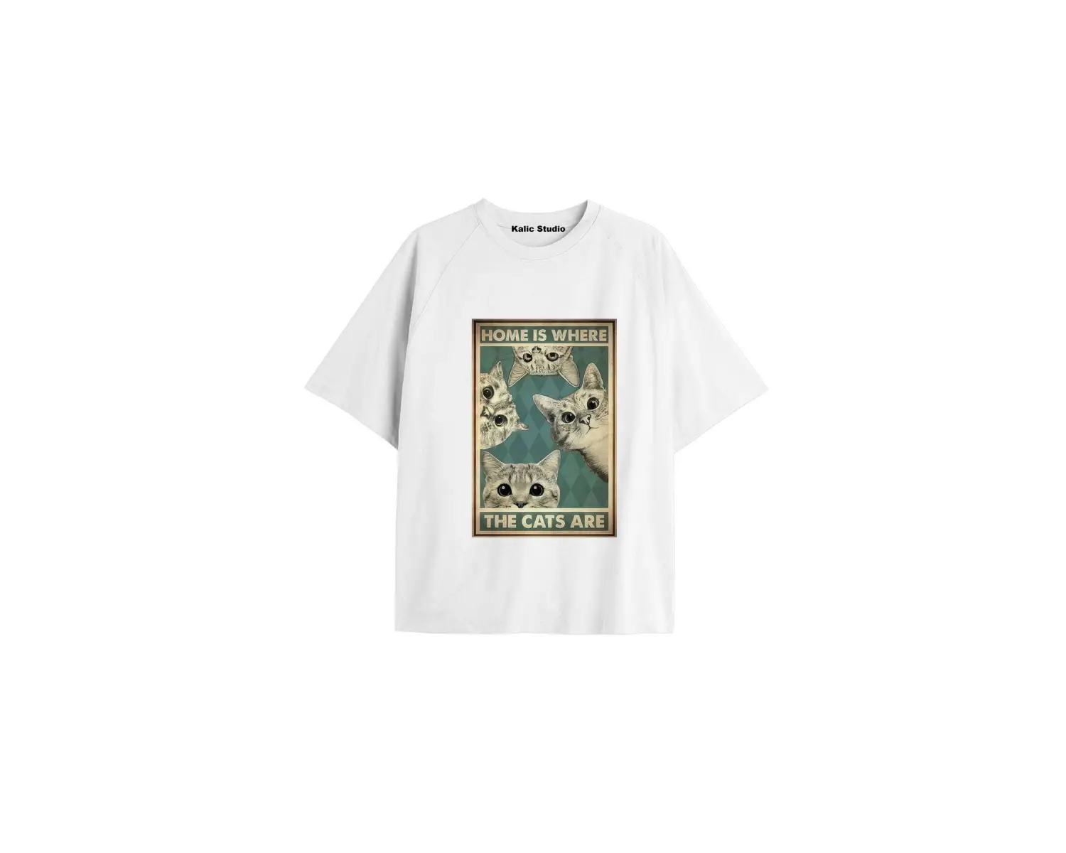 Y2k vintage Cats Baskılı Beyaz T-shirt KOD 2