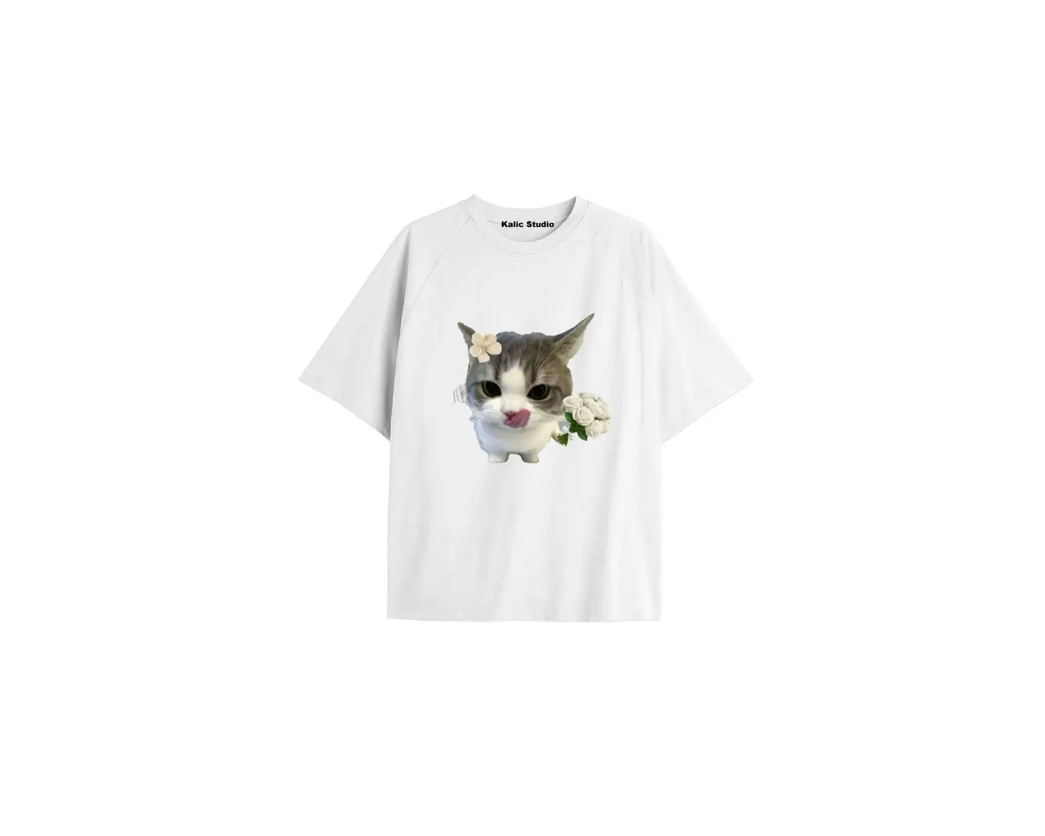Y2k vintage Cats Baskılı Beyaz T-shirt KOD 8