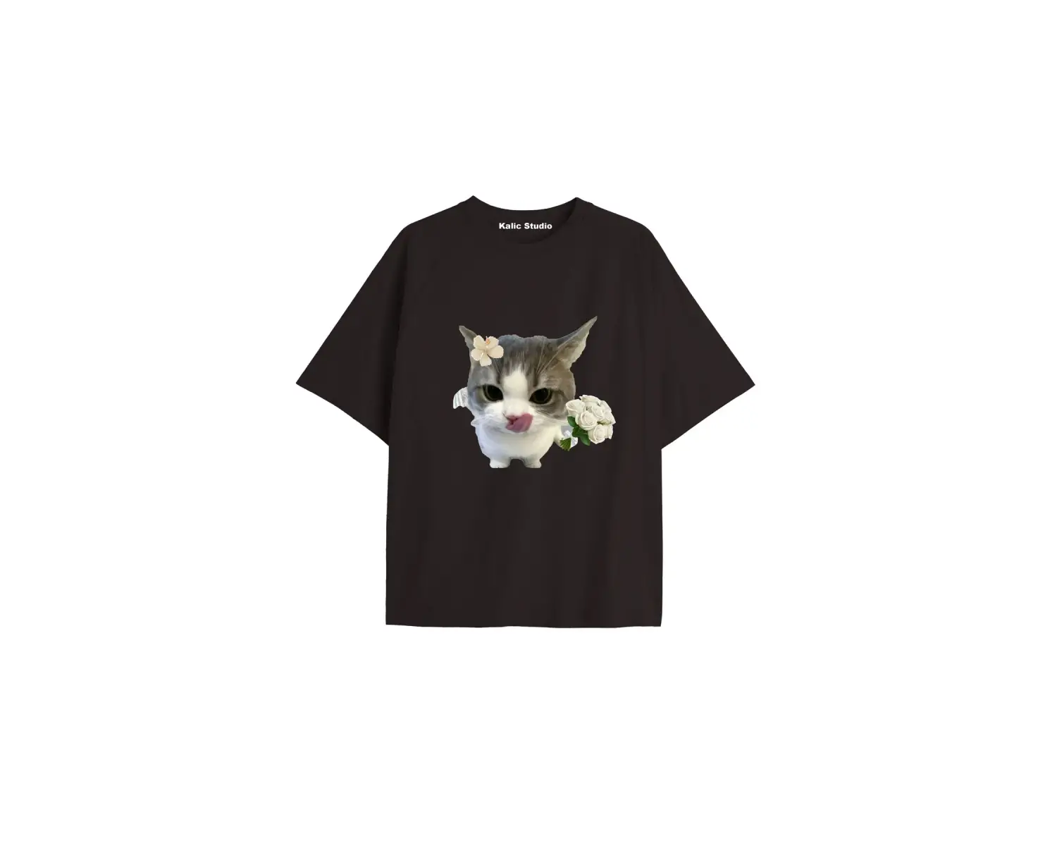 Y2k vintage Cats Baskılı Sİyah T-shirt KOD 29